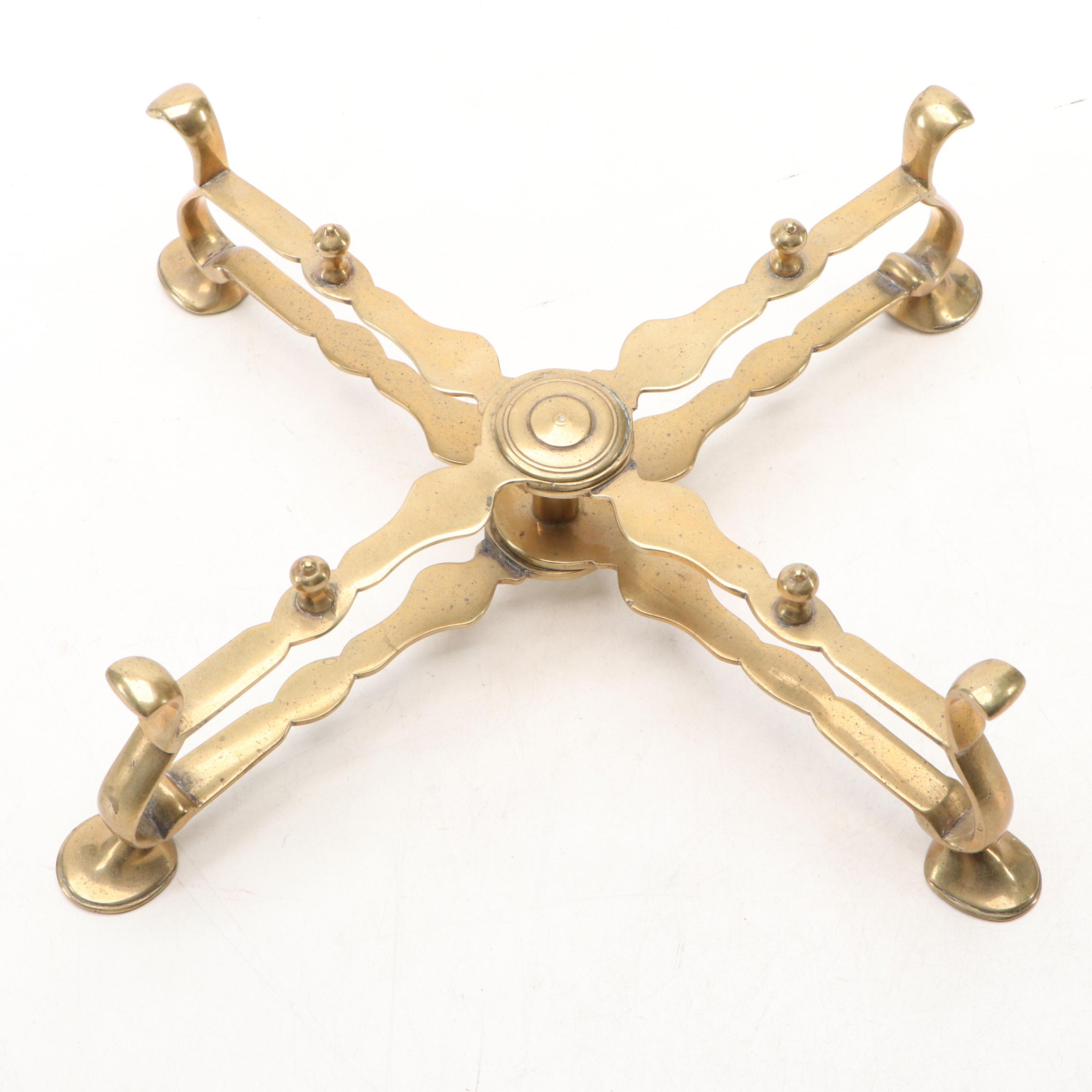 Dutch 18th Century Brass Plates with Dish Cross and Candle Snuffer Stand