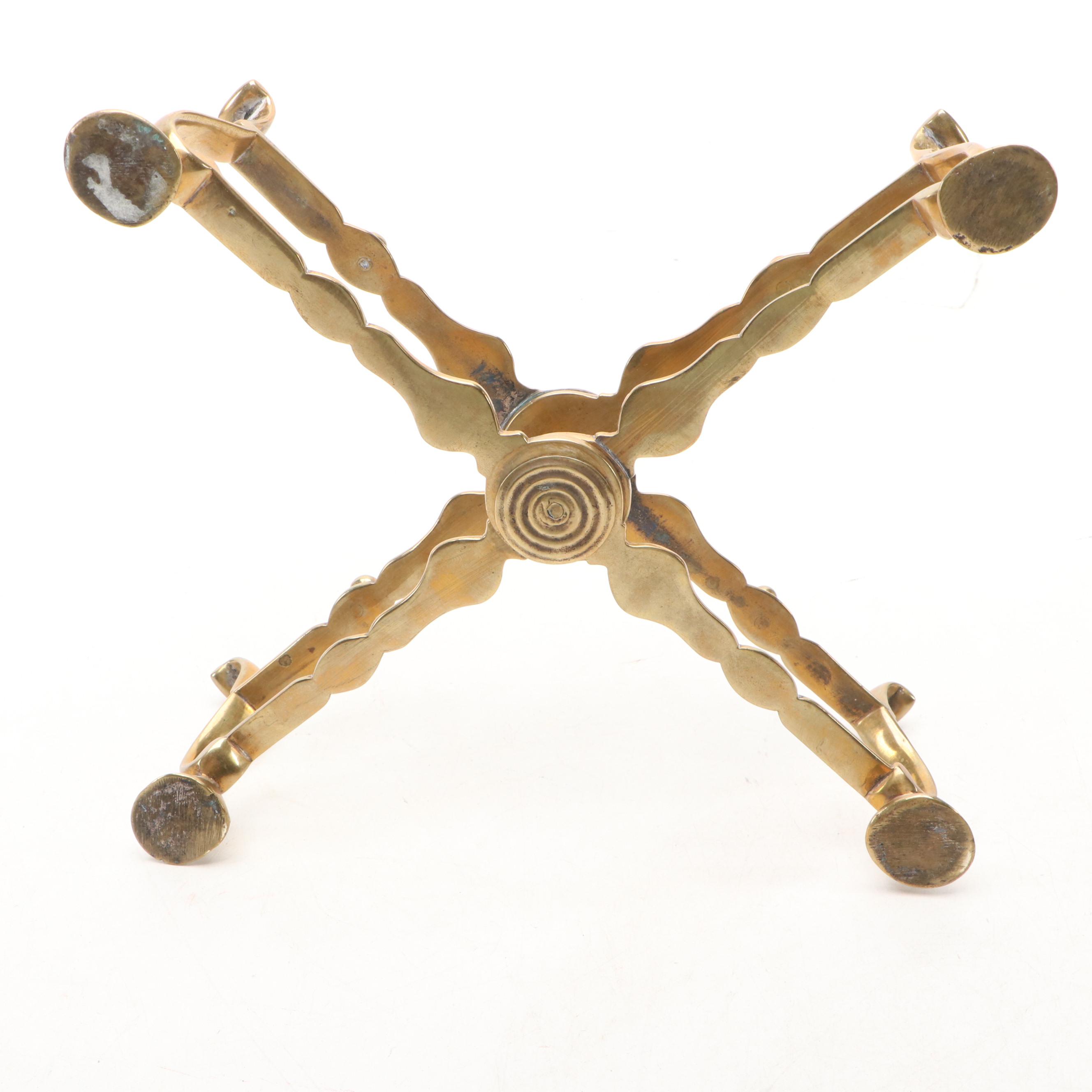 Dutch 18th Century Brass Plates with Dish Cross and Candle Snuffer Stand