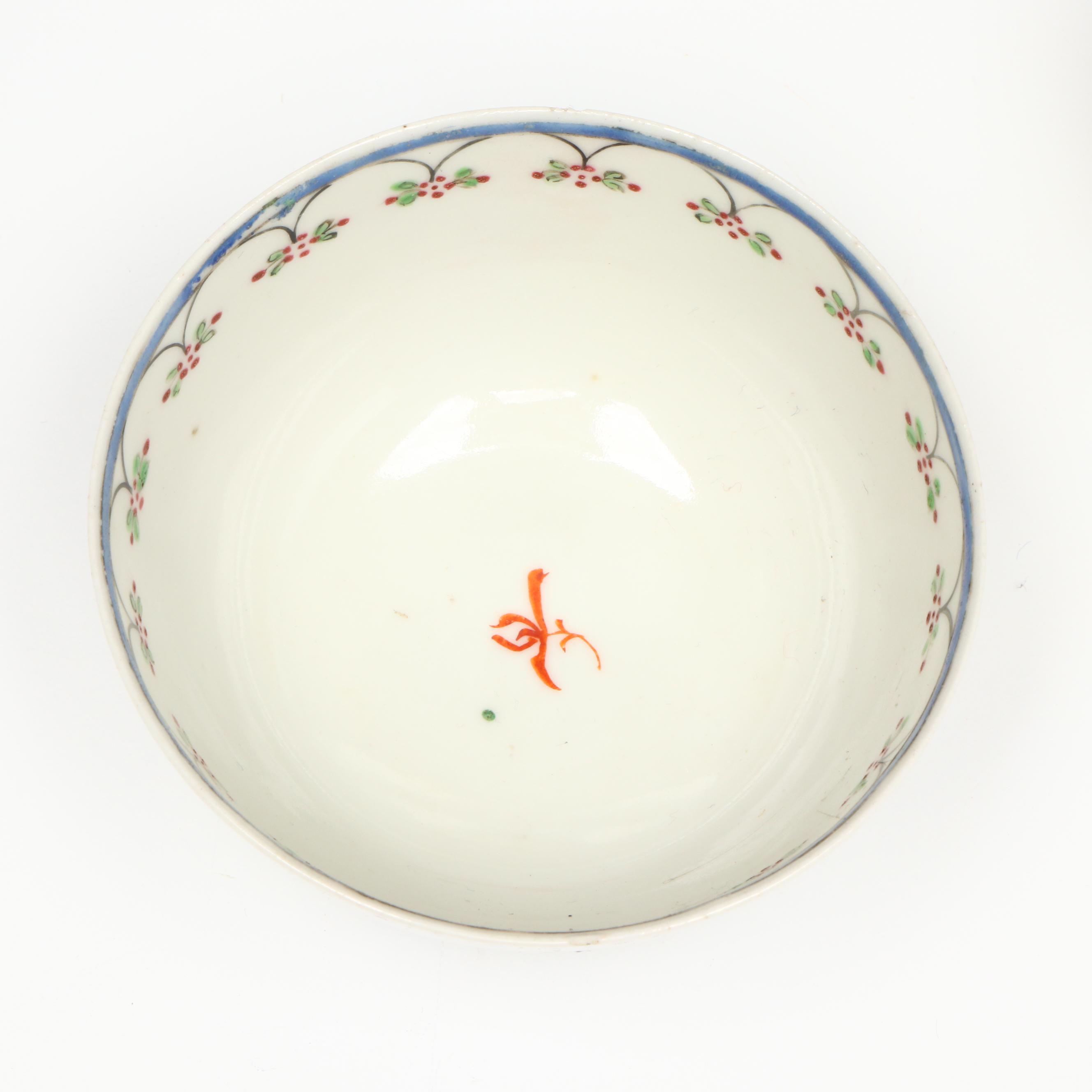 New Hall Floral Porcelain Saucer with Other Georgian Tea Bowls and Cups