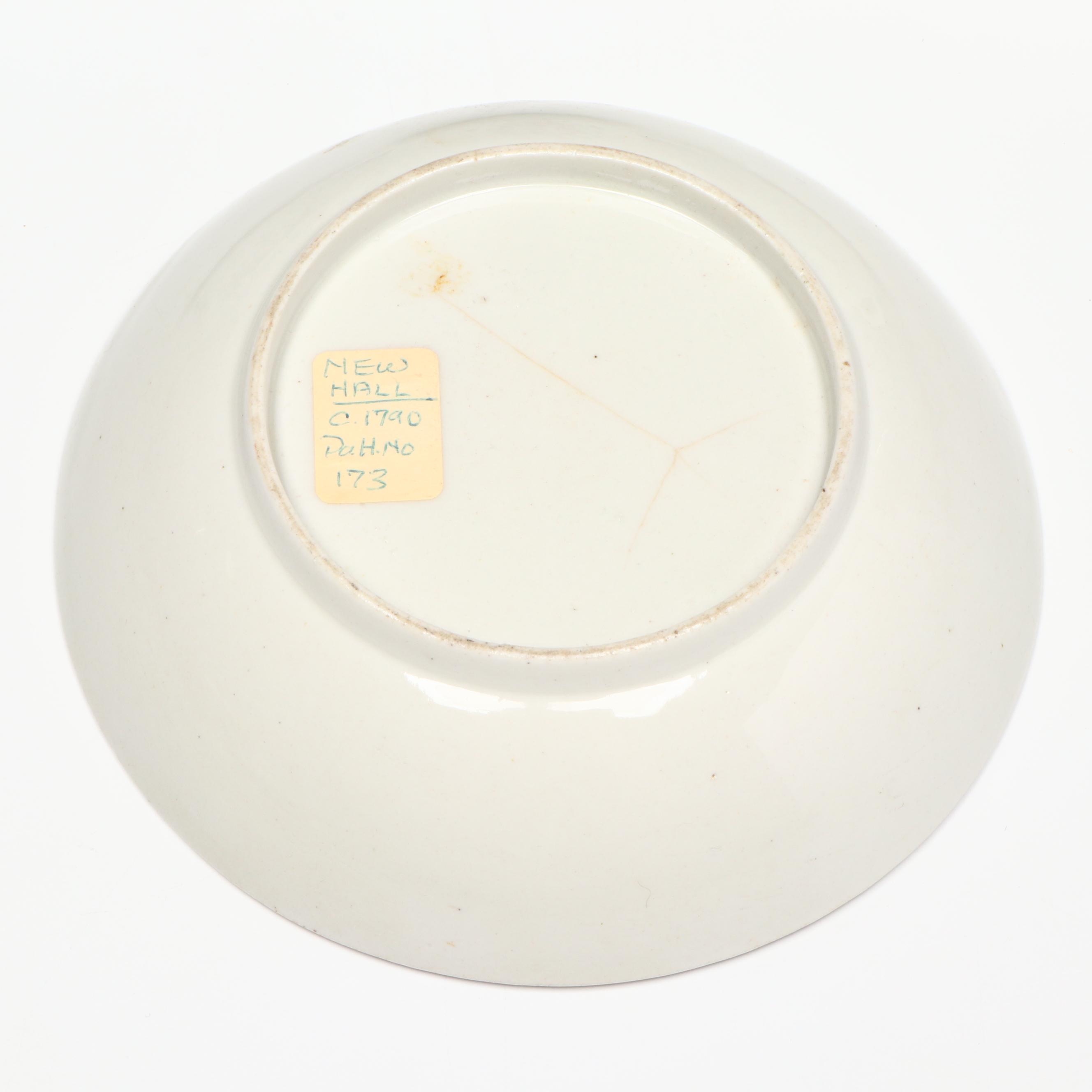 New Hall Floral Porcelain Saucer with Other Georgian Tea Bowls and Cups