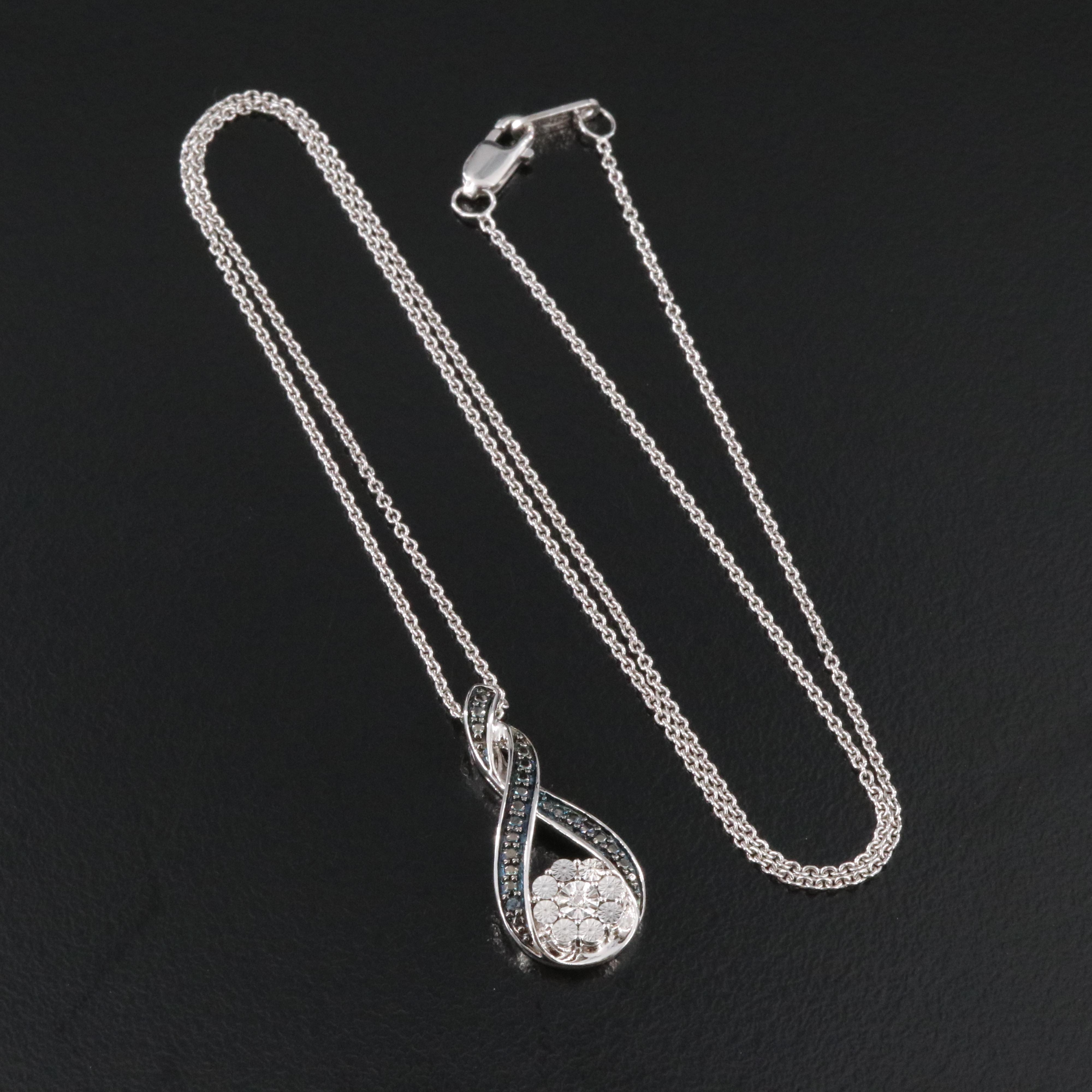 Sterling Diamond Pendant Necklace
