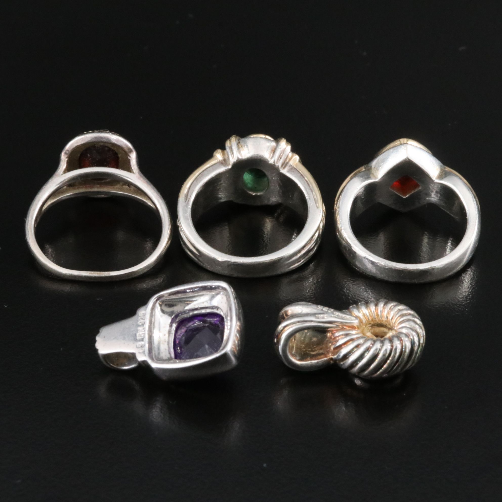 Sterling Gemstone Rings and Pendants with 18K Accents