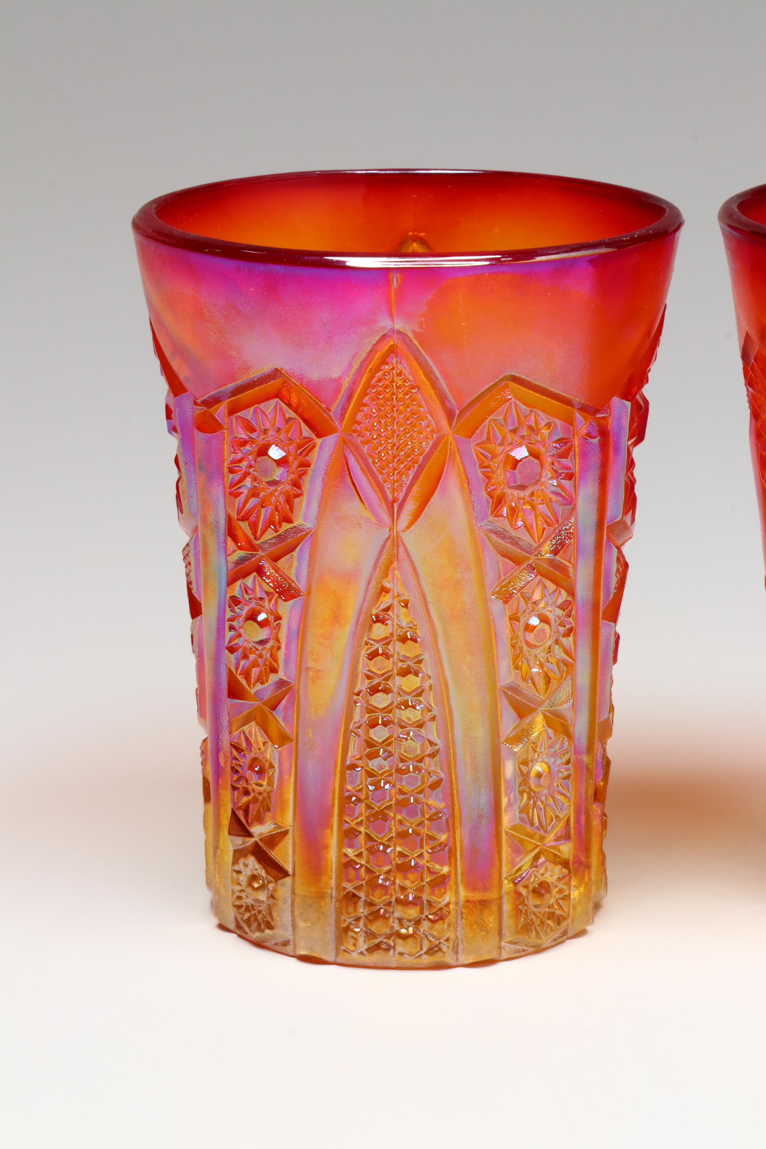Indiana Glass "Heirloom Sunset" Tumblers and Jadeite Glass Scottie Dog Blotter