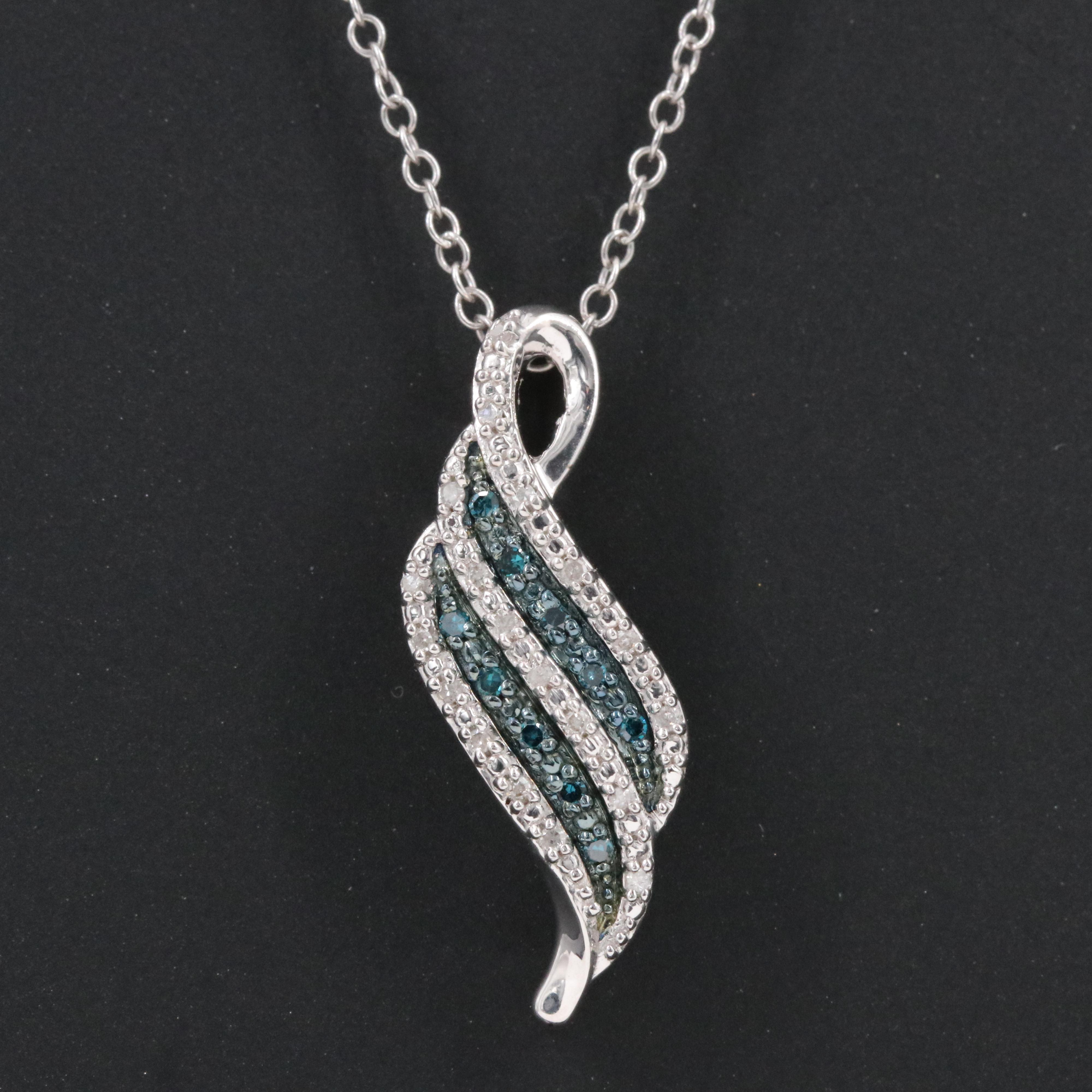 Sterling Lab Grown Diamond and Diamond Pendant Necklace