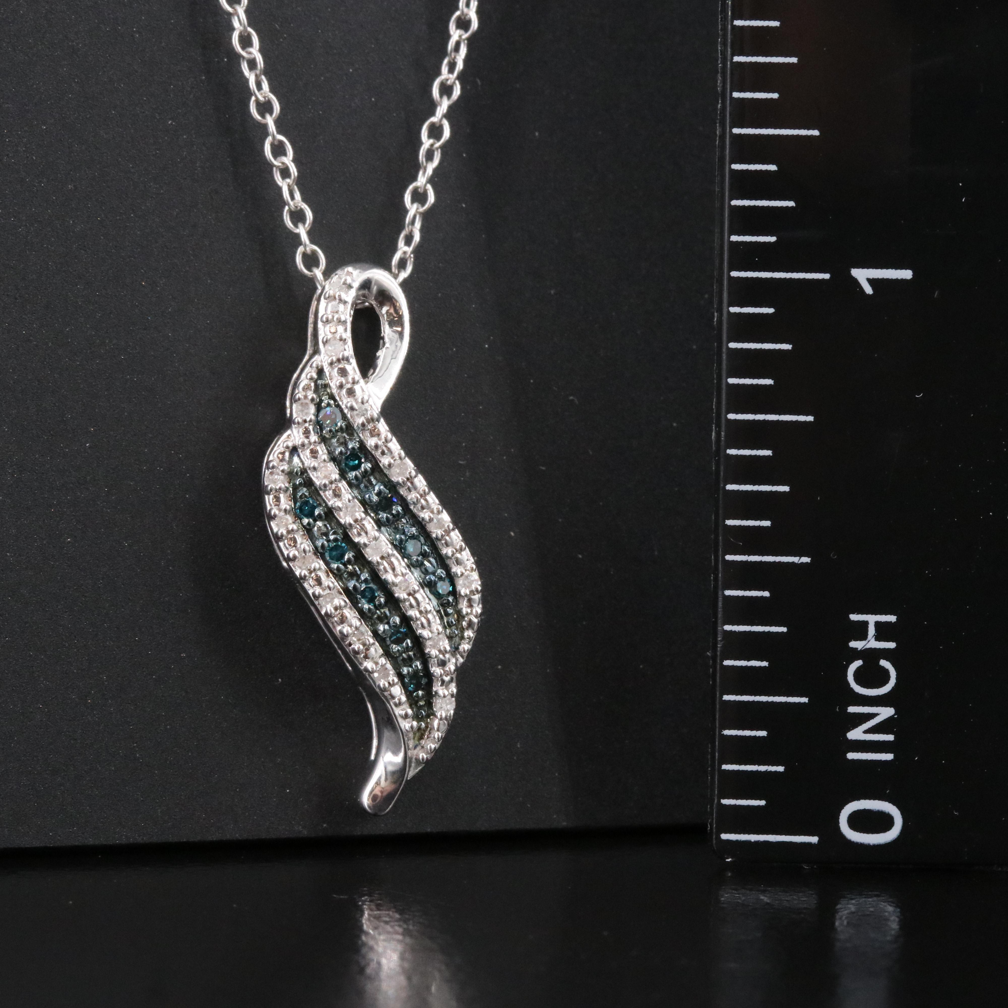 Sterling Lab Grown Diamond and Diamond Pendant Necklace