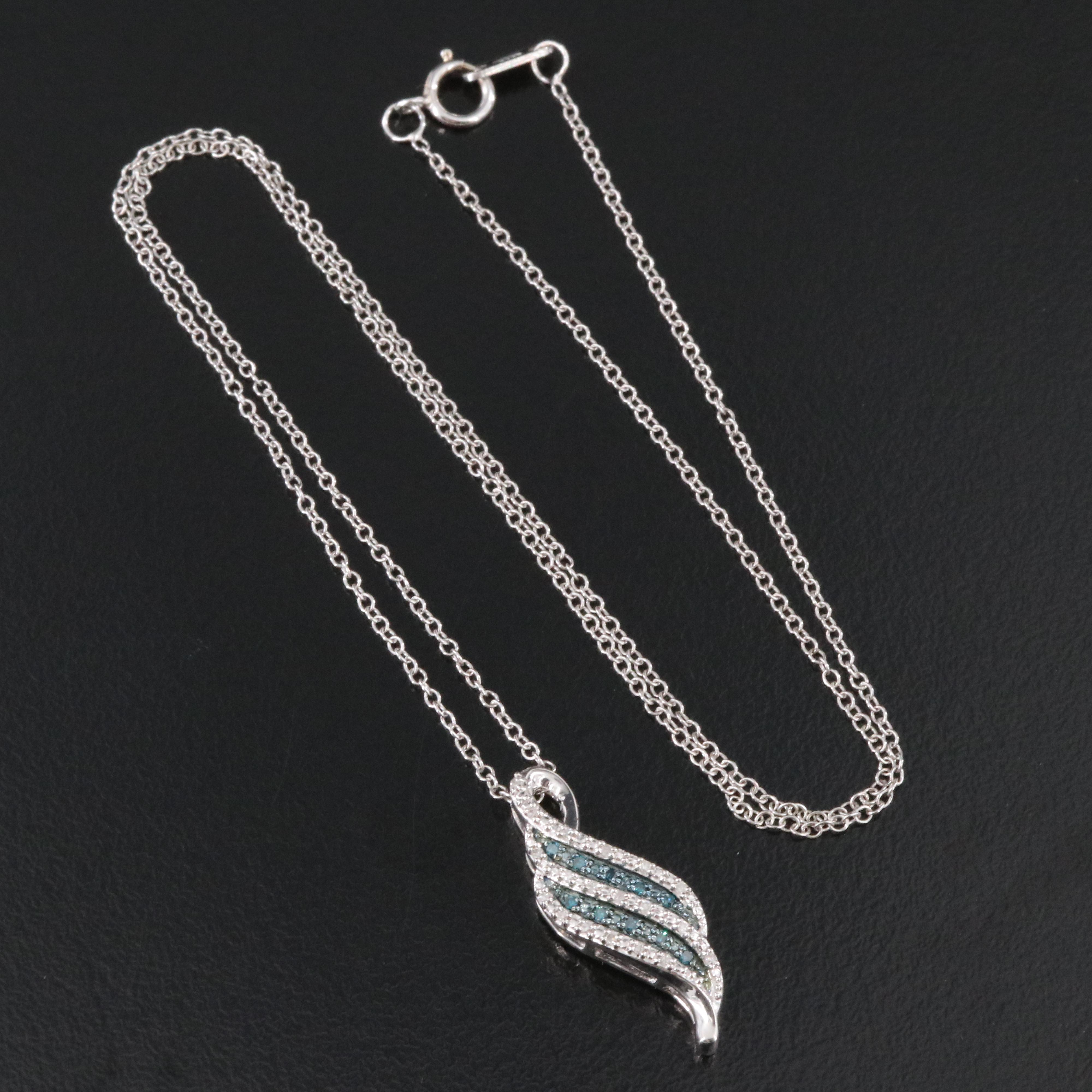 Sterling Lab Grown Diamond and Diamond Pendant Necklace