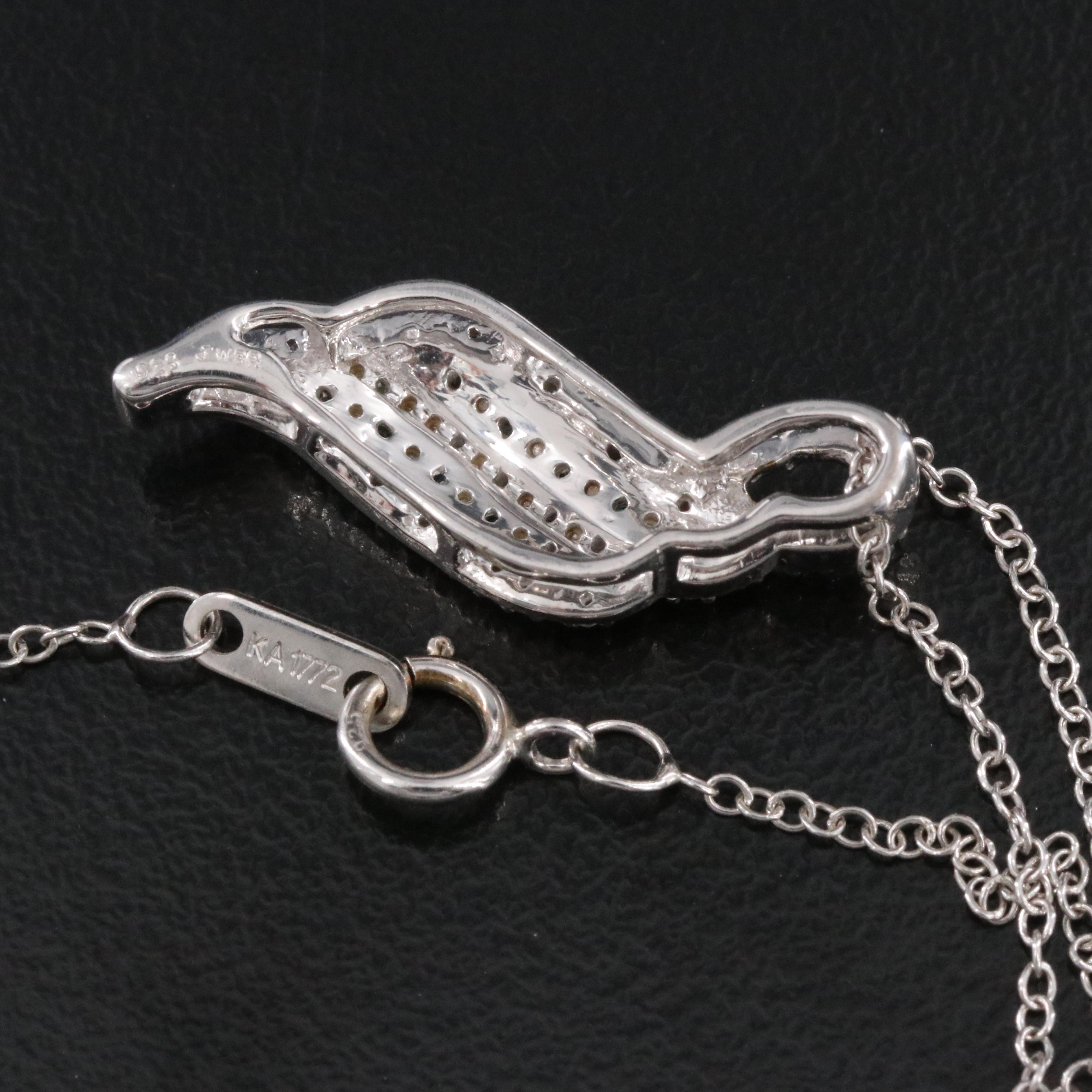 Sterling Lab Grown Diamond and Diamond Pendant Necklace