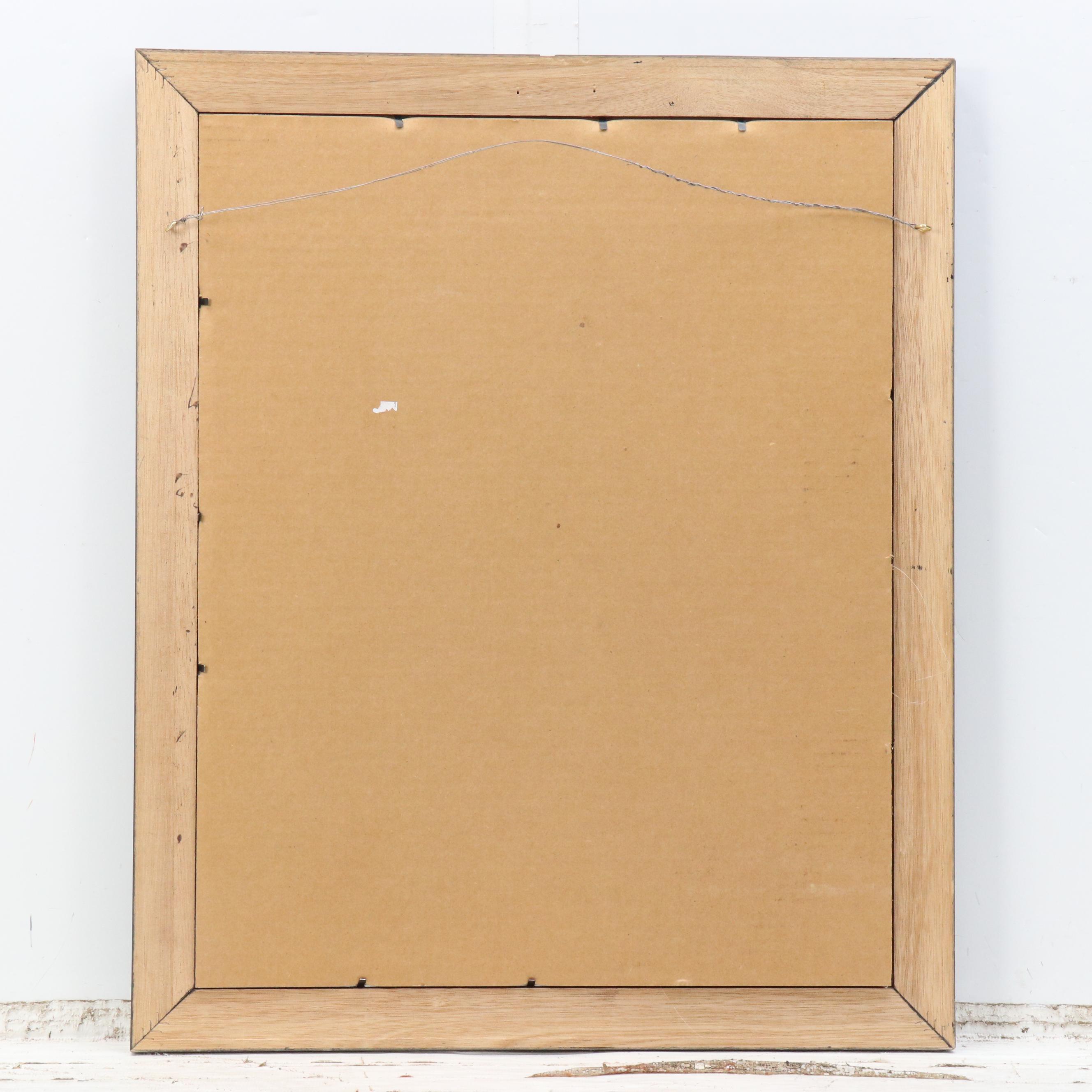 Japanese Gouache Painting on Fabric of Woman Reading in a Garden, Mid-20th C.