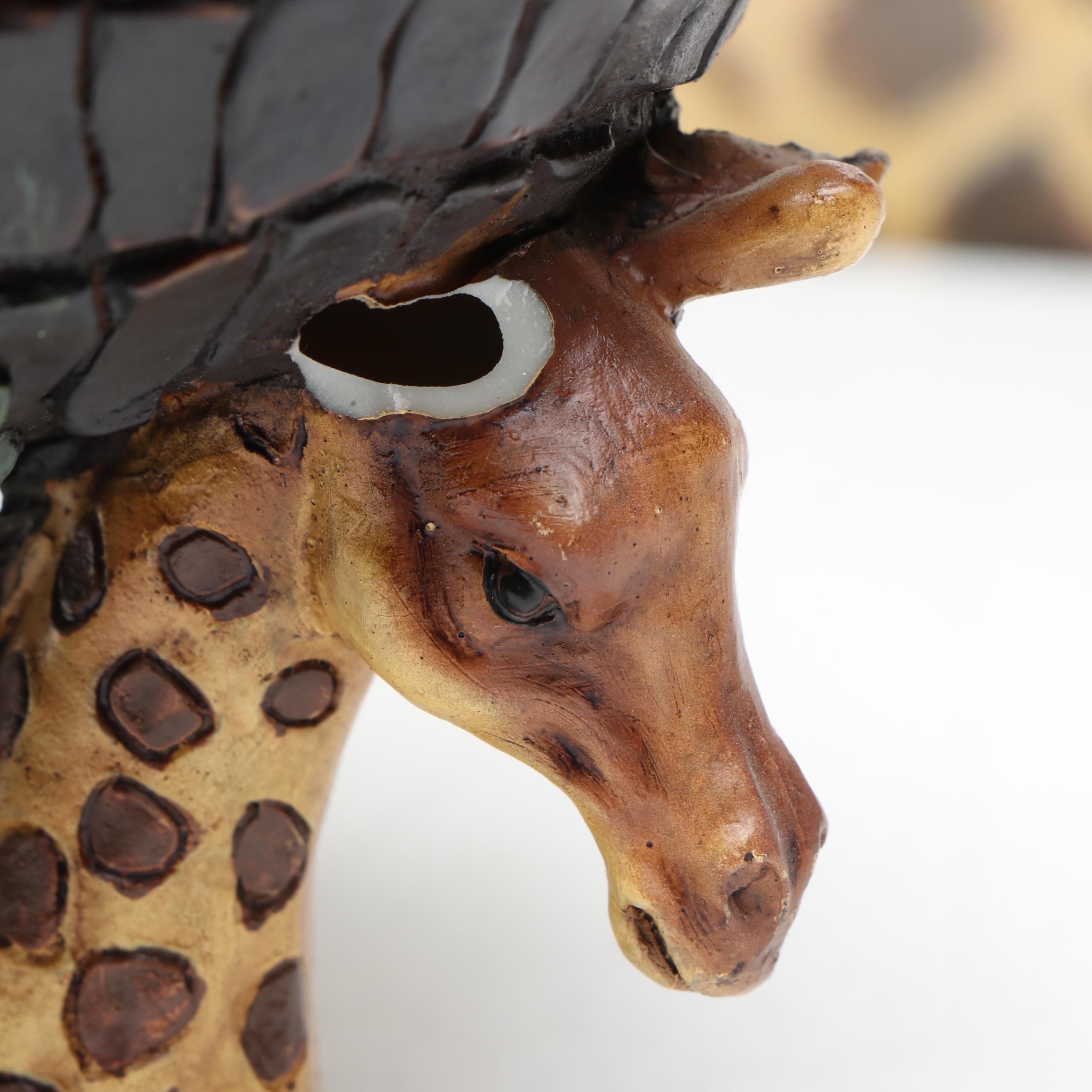 Pierced Sheet Metal Giraffe Votive Holder with Other Giraffe Décor