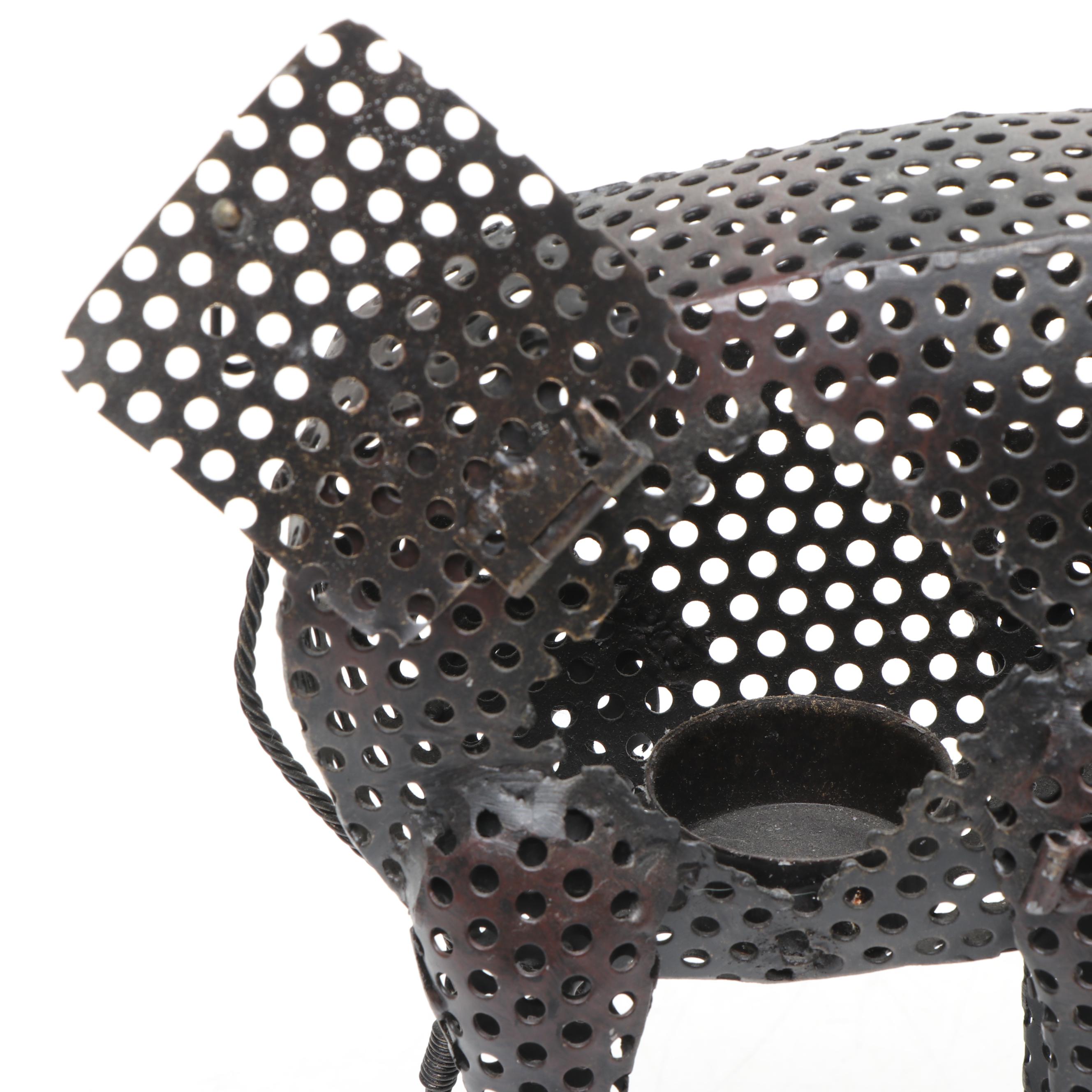 Pierced Sheet Metal Giraffe Votive Holder with Other Giraffe Décor