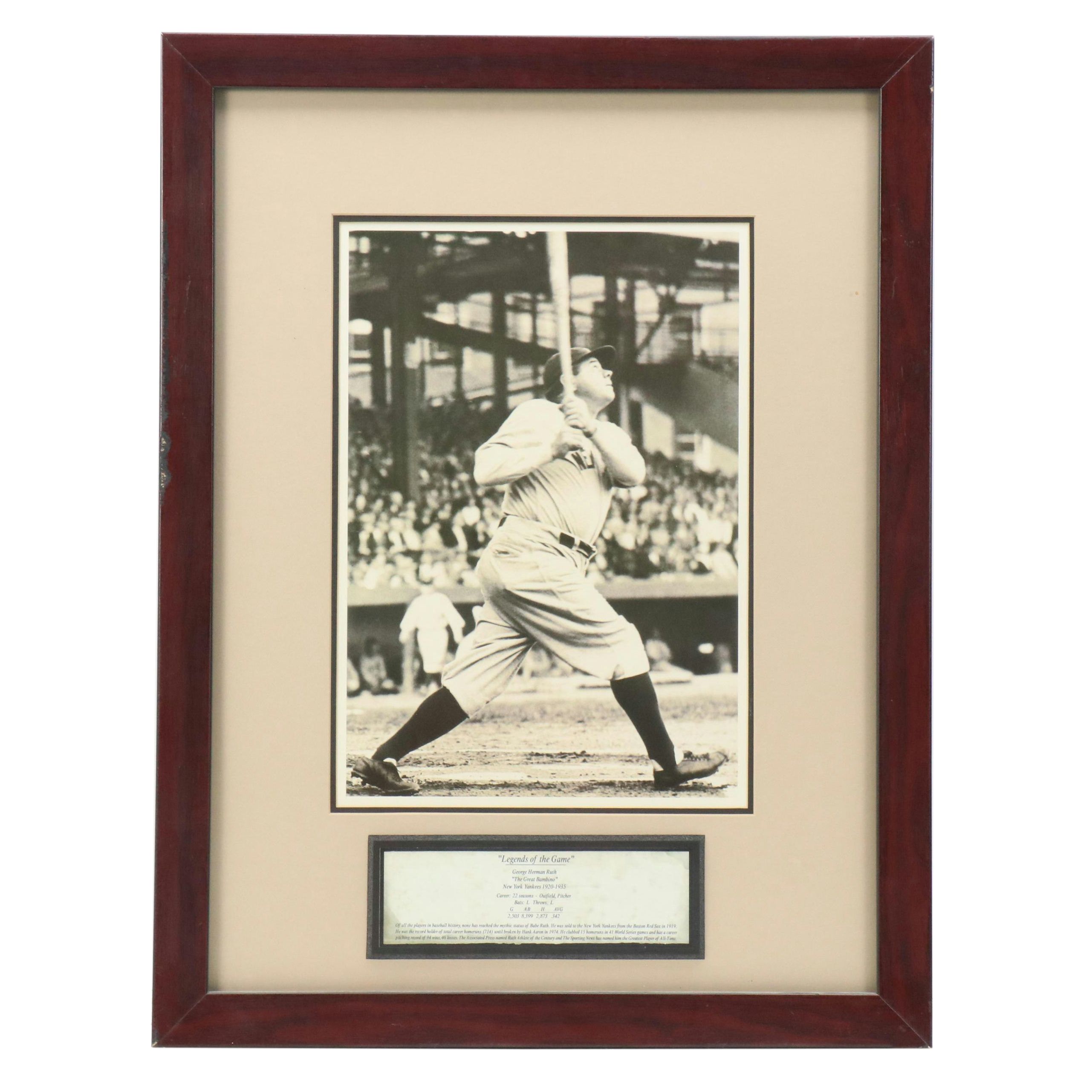 Babe Ruth Memorabilia Offset Lithograph "Legends of the Game"