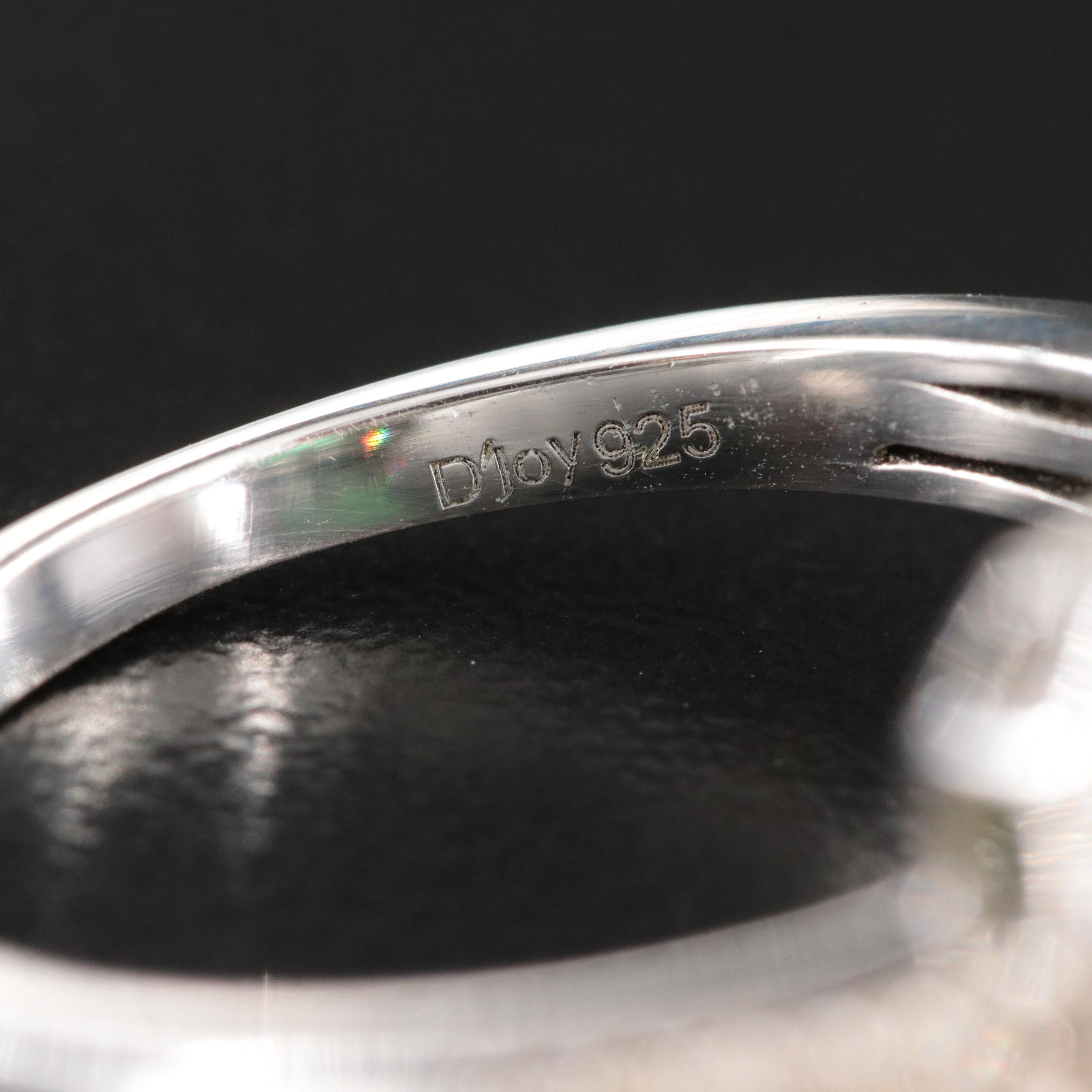 Sterling Emerald and Diamond Ring