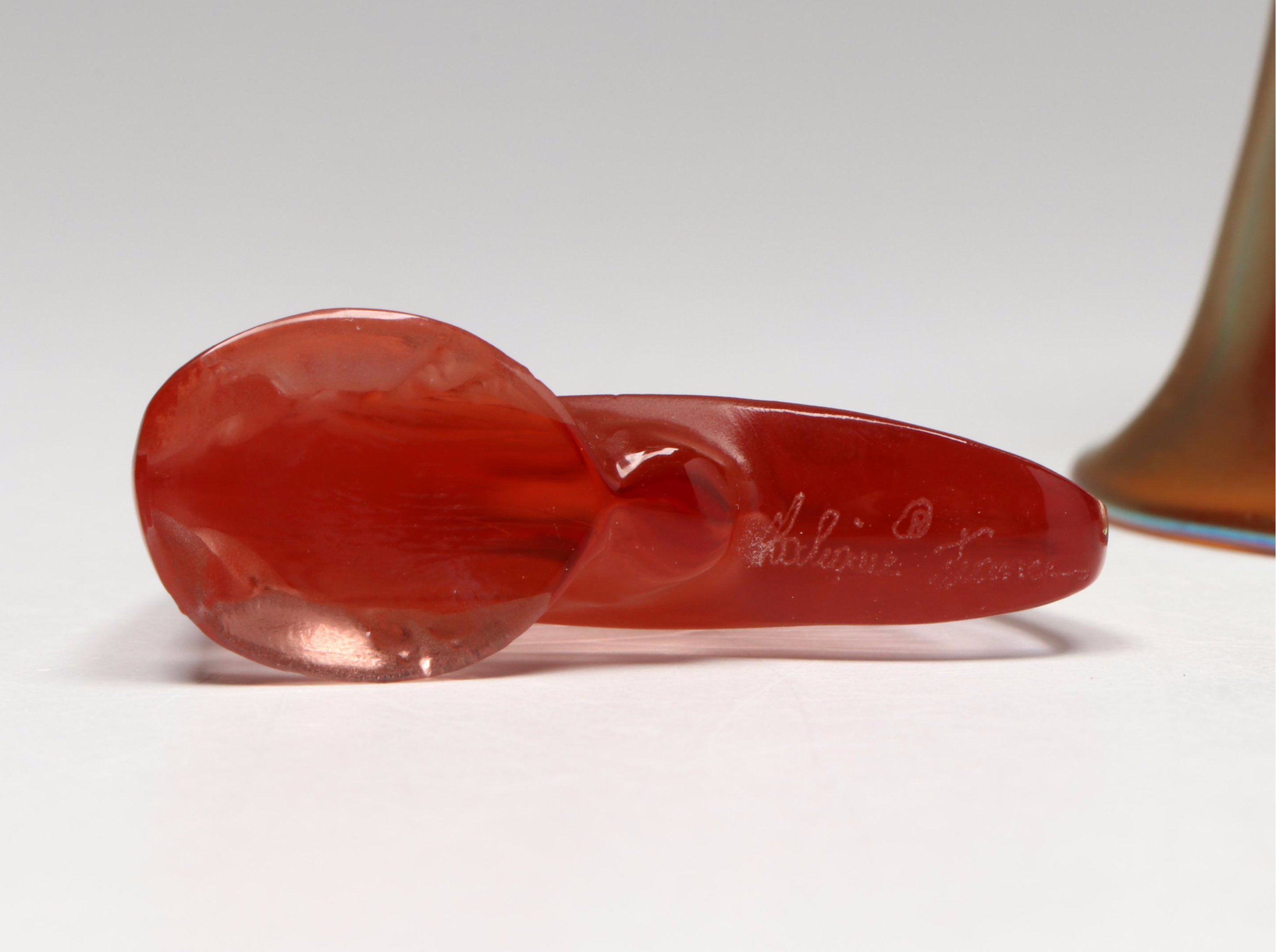 Lalique French Art Glass Butterfly and Lundberg Studios Bell Ornament