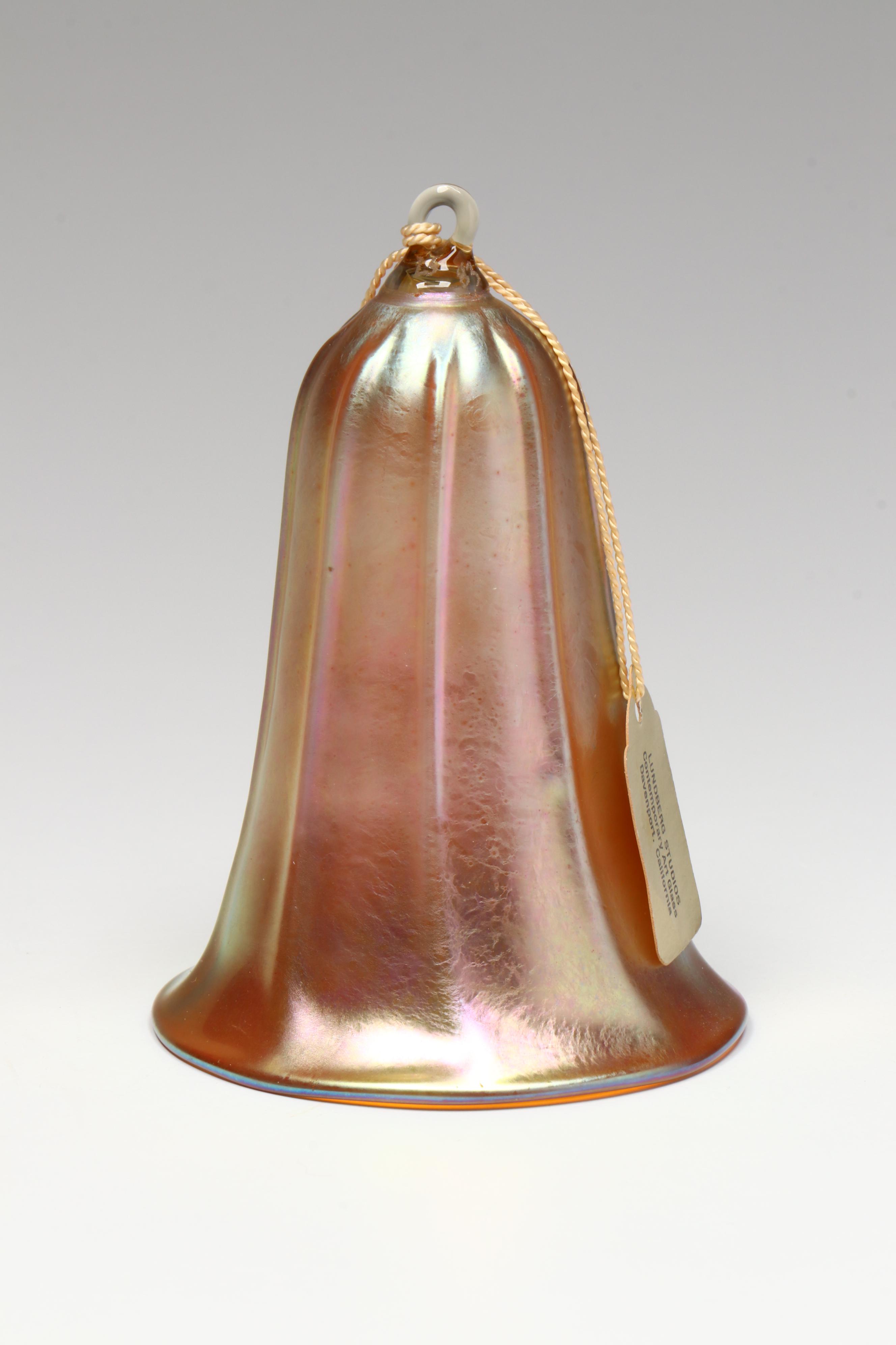 Lalique French Art Glass Butterfly and Lundberg Studios Bell Ornament