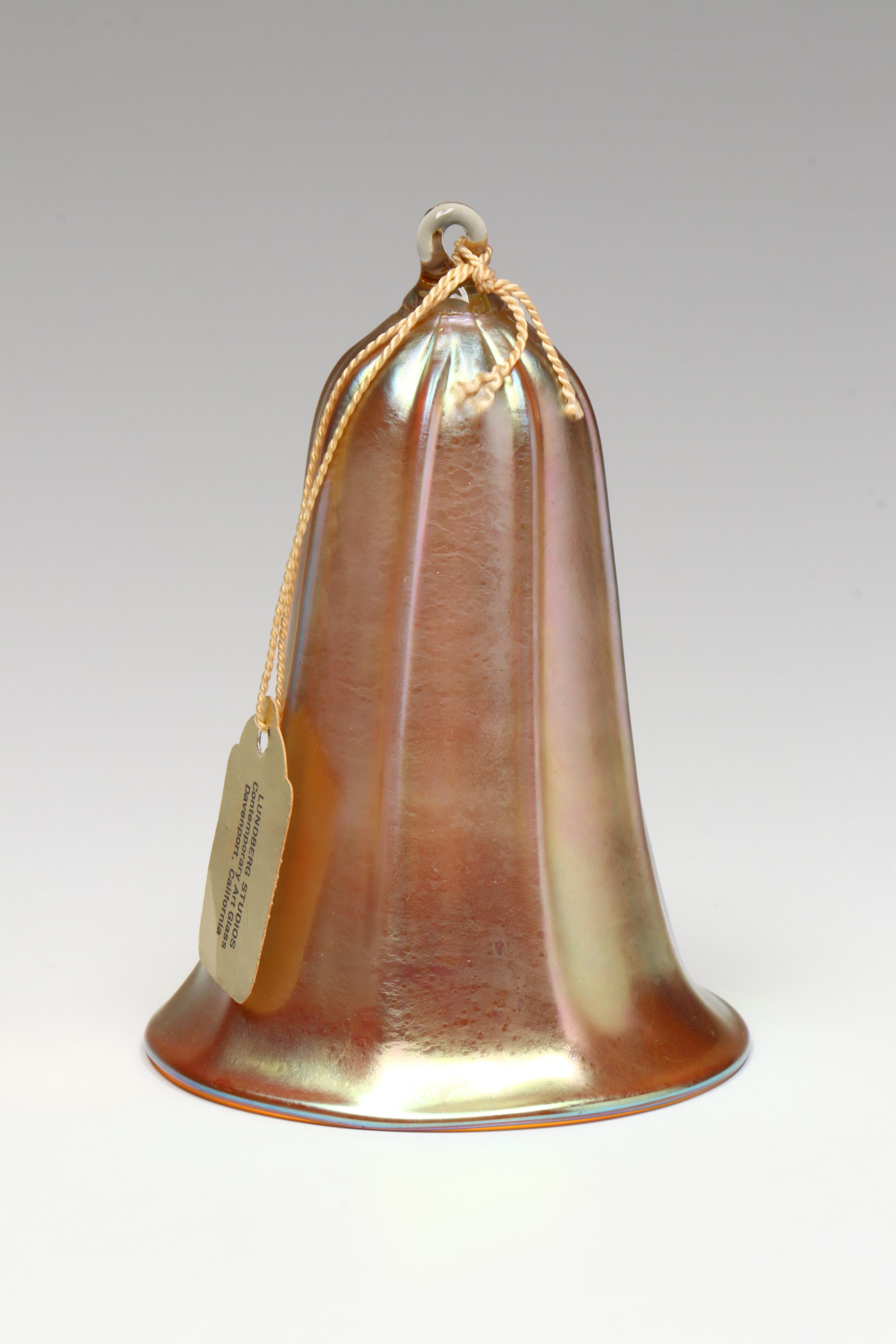 Lalique French Art Glass Butterfly and Lundberg Studios Bell Ornament