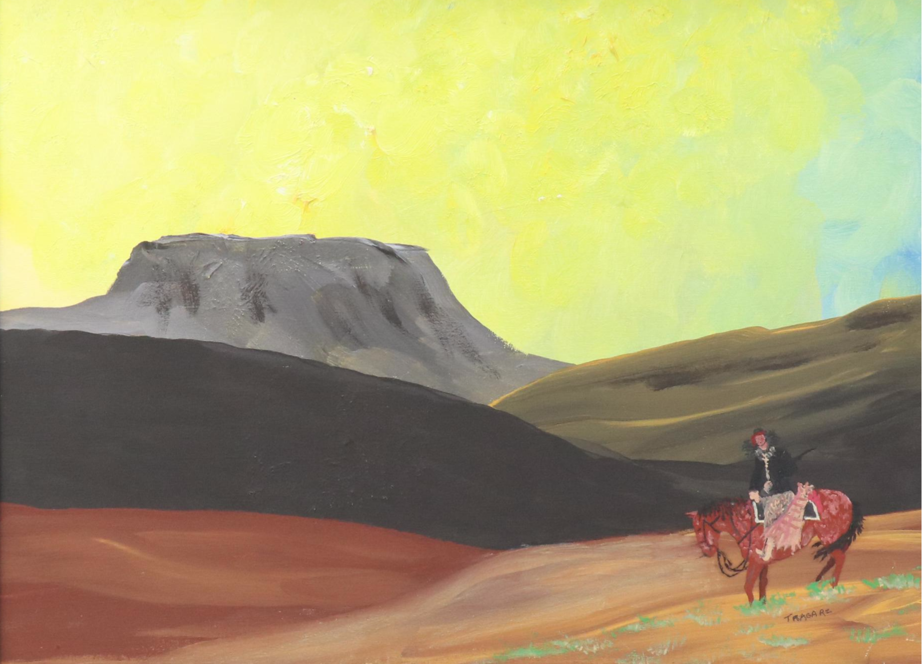 Tragarz Southwestern Oil Painting of Figure in Desert Landscape