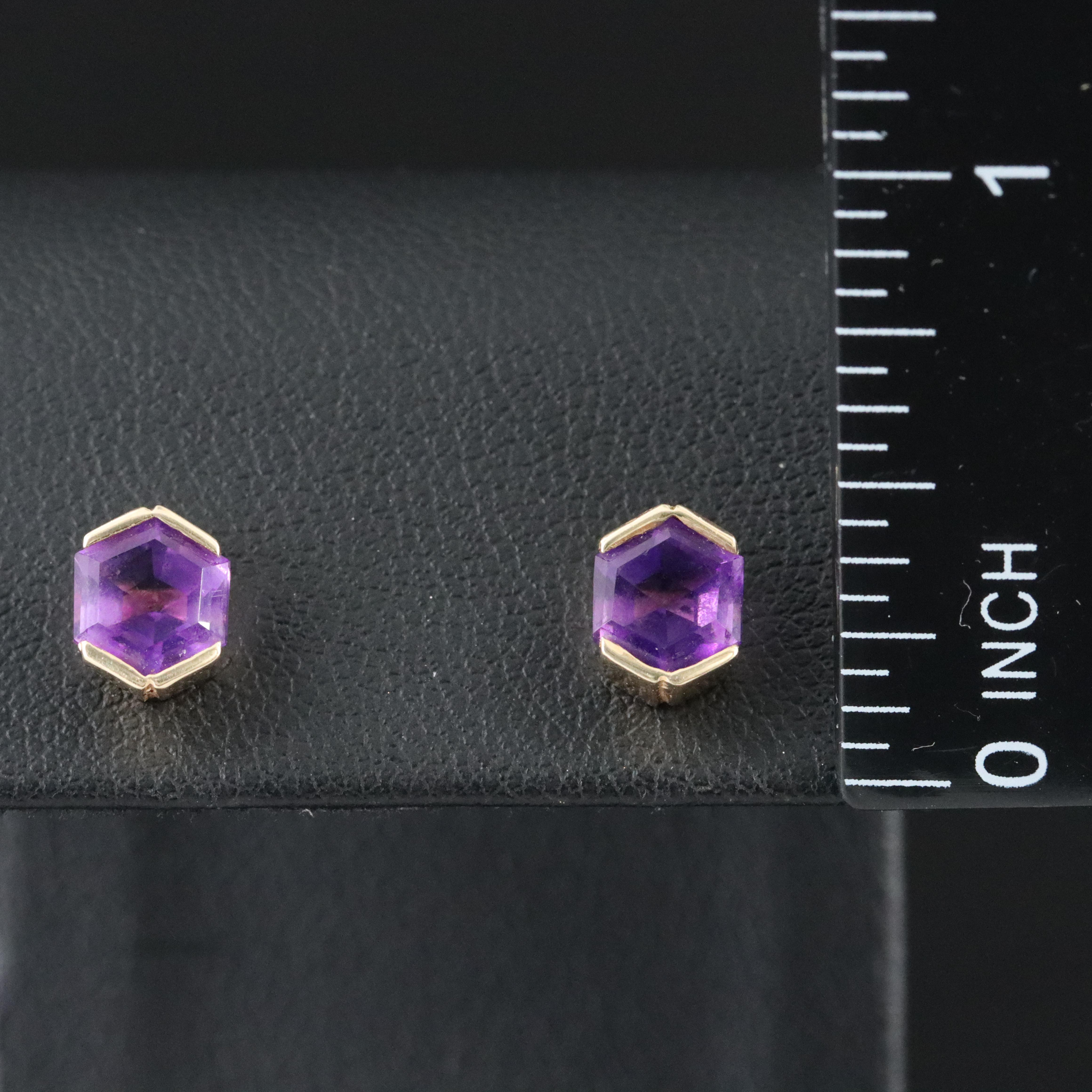 14K Amethyst Solitaire Earrings