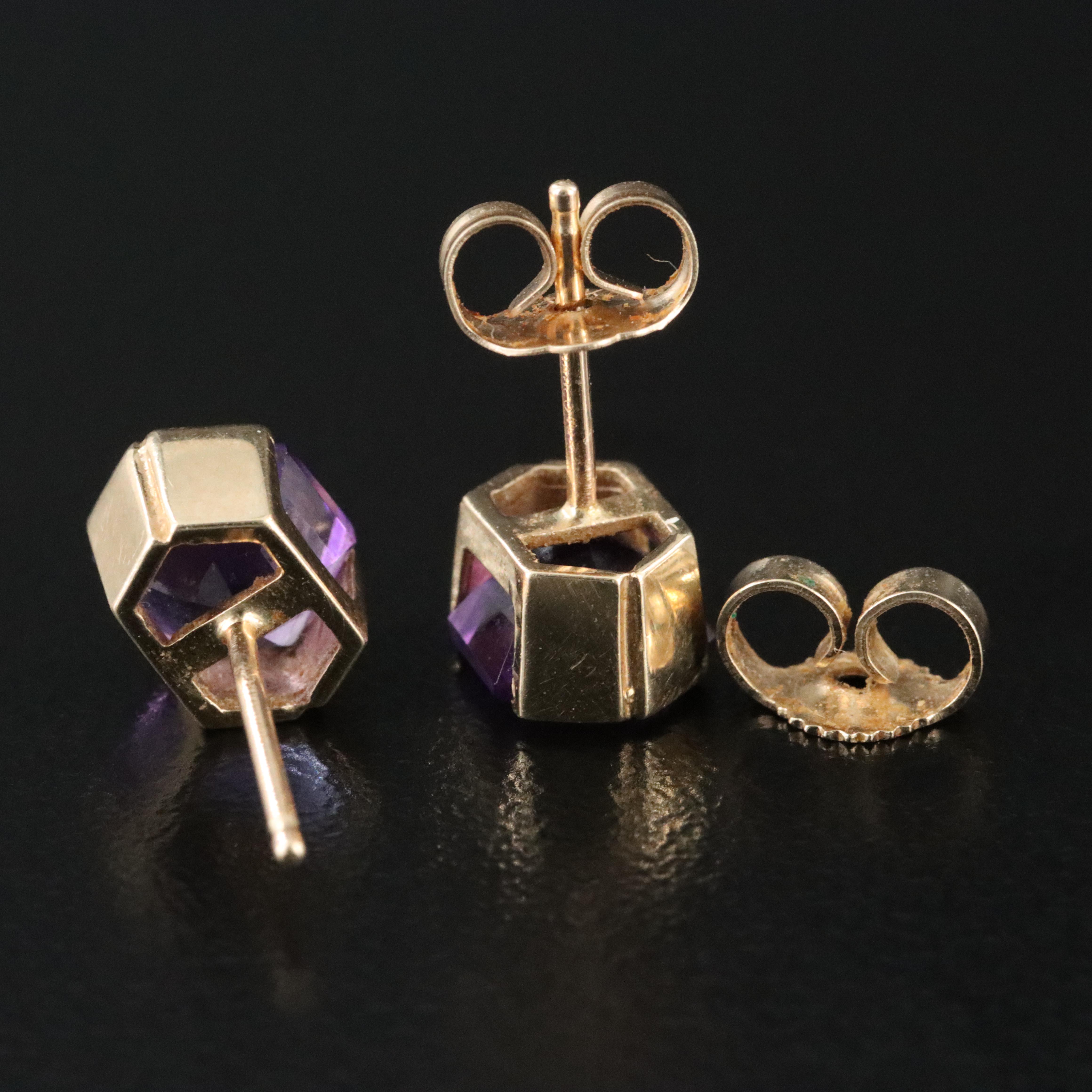 14K Amethyst Solitaire Earrings