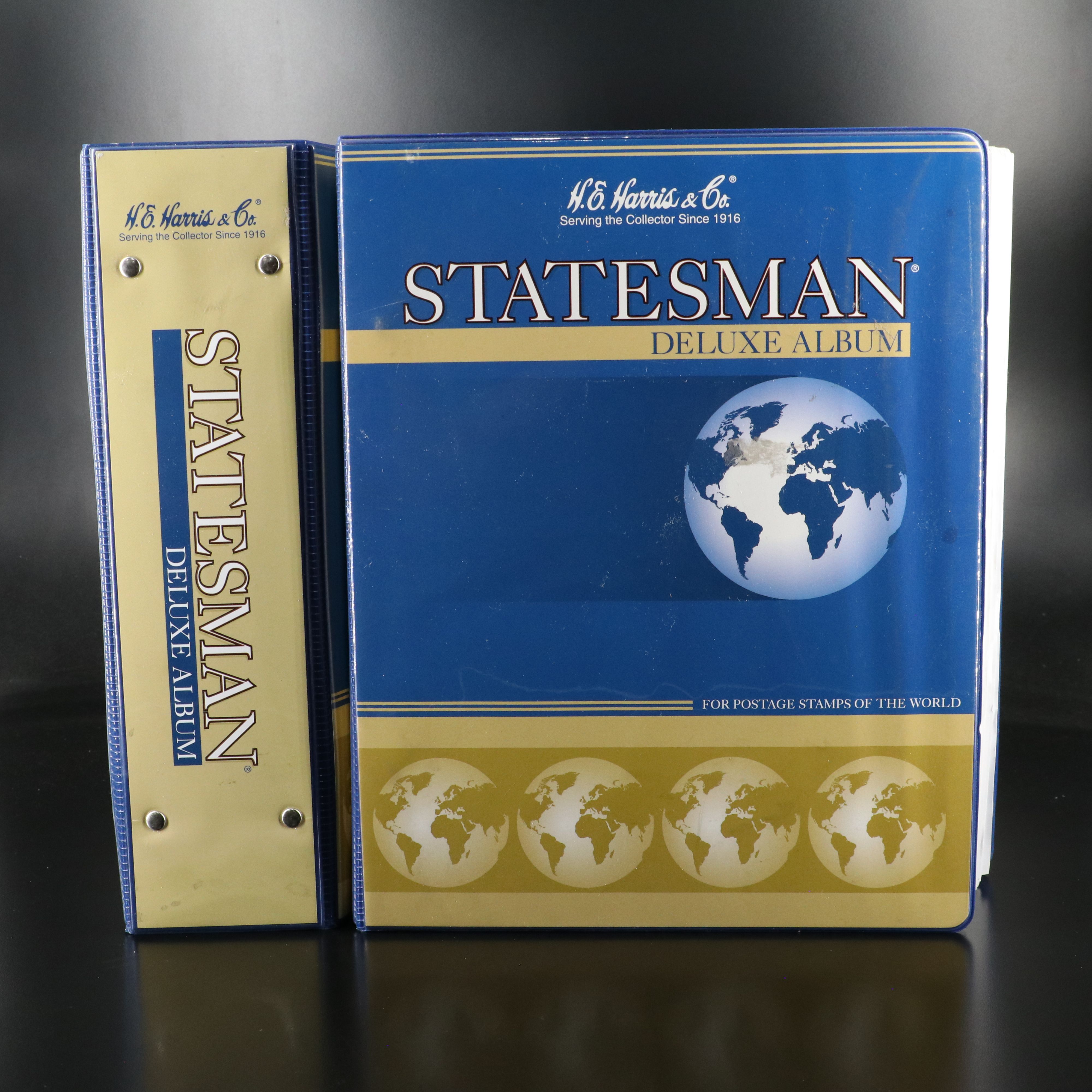 Two Harris "Statesman" World Stamp Albums Part 1 and Part 2.