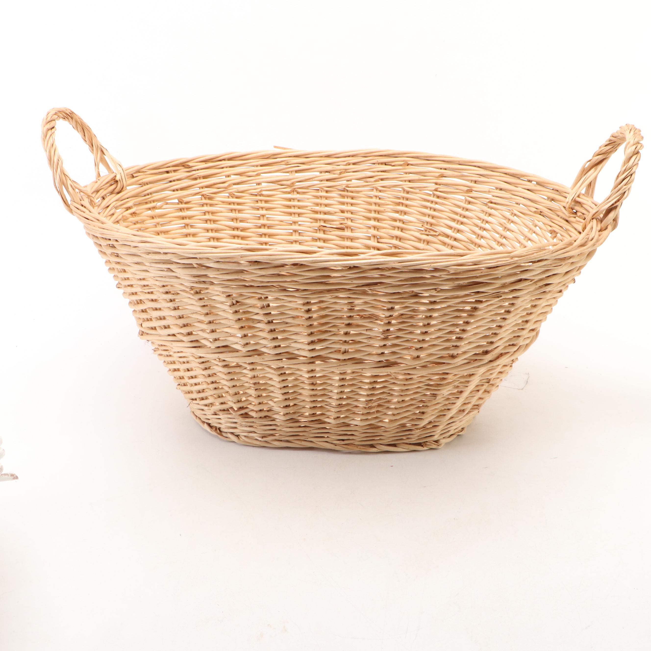 Rustic Style Woven Wood and Wicker Baskets