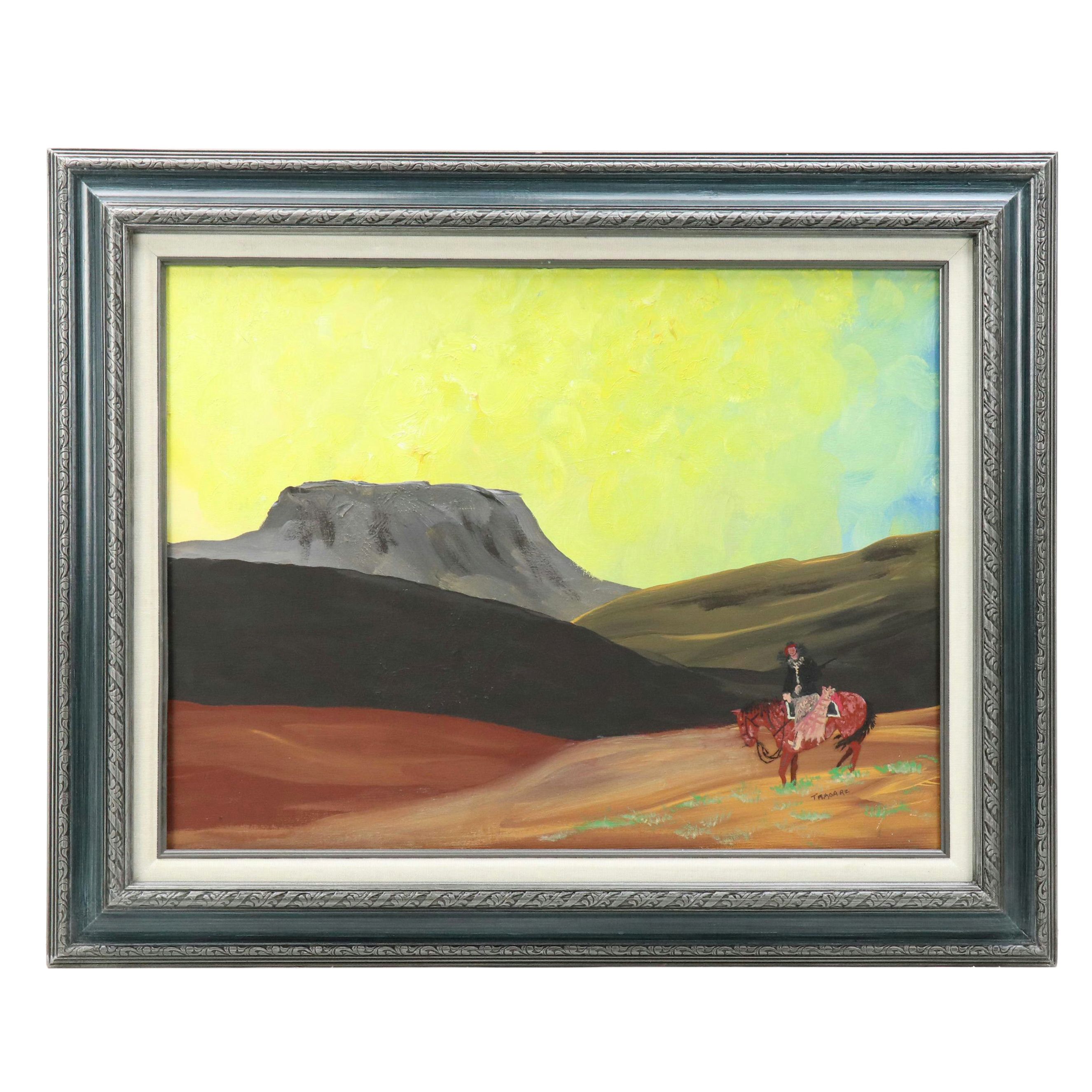 Tragarz Southwestern Oil Painting of Figure in Desert Landscape