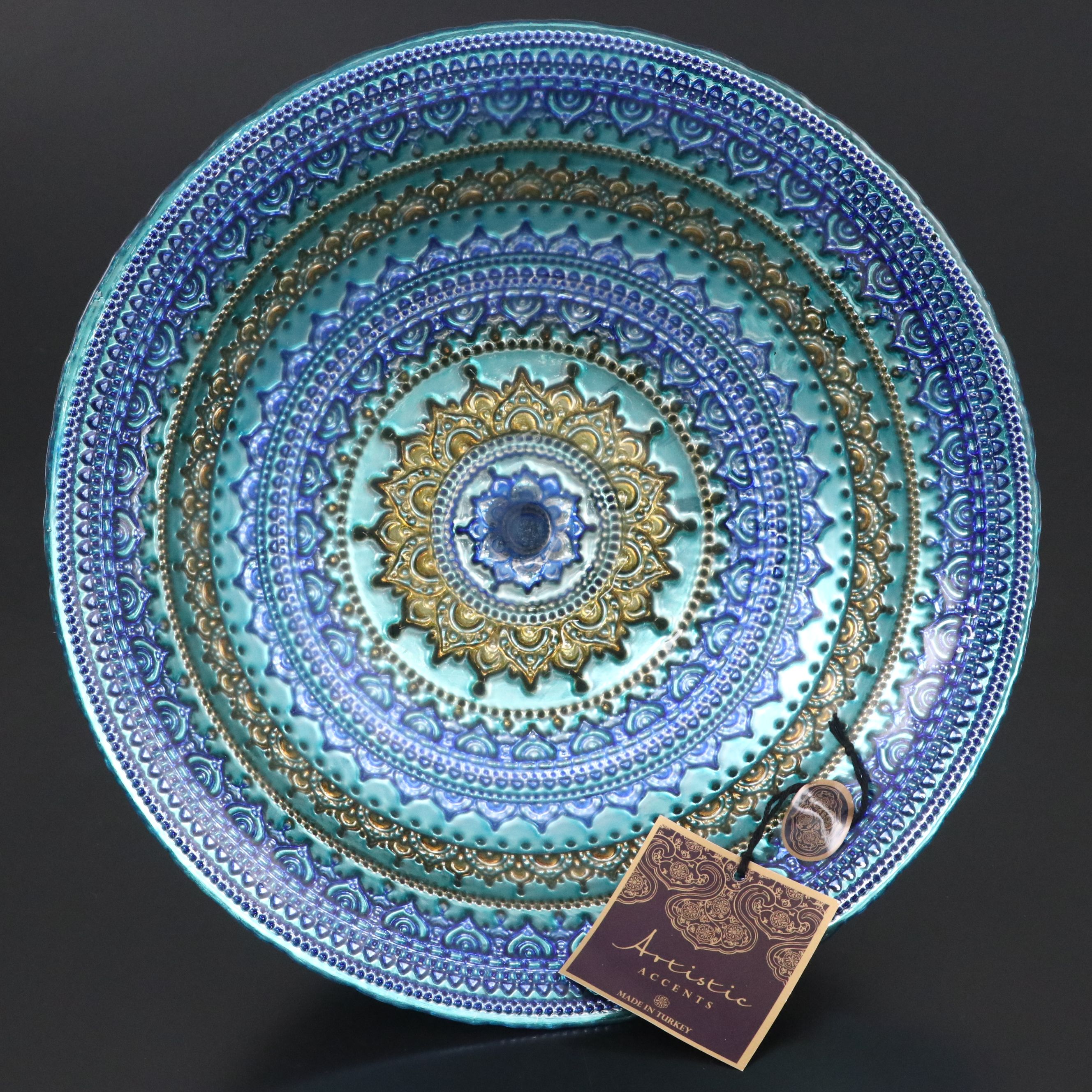 Orrefors "Hallon" Crystal Votive with Turkish Hand-Decorated Glass Compote