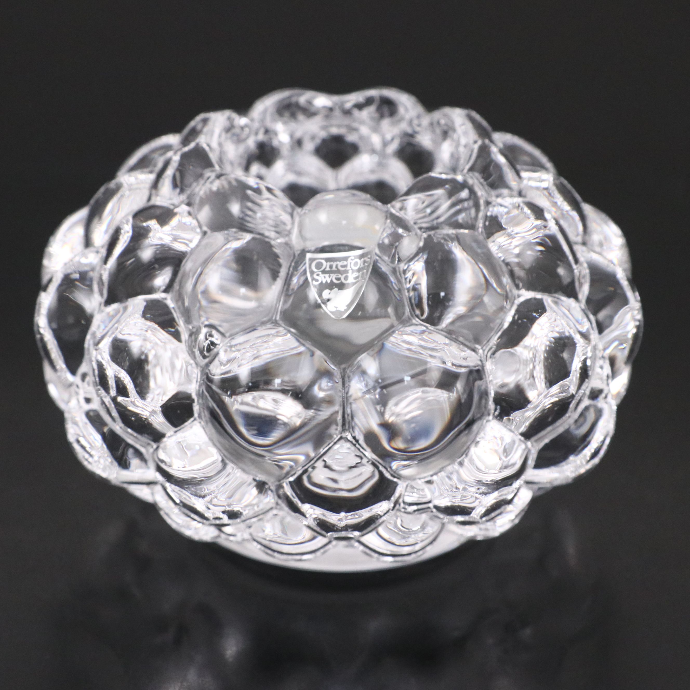 Orrefors "Hallon" Crystal Votive with Turkish Hand-Decorated Glass Compote