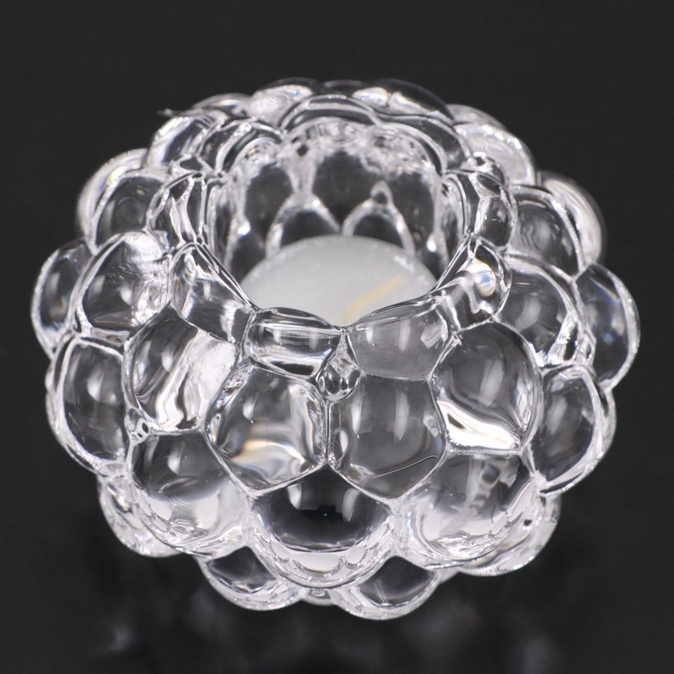 Orrefors "Hallon" Crystal Votive with Turkish Hand-Decorated Glass Compote