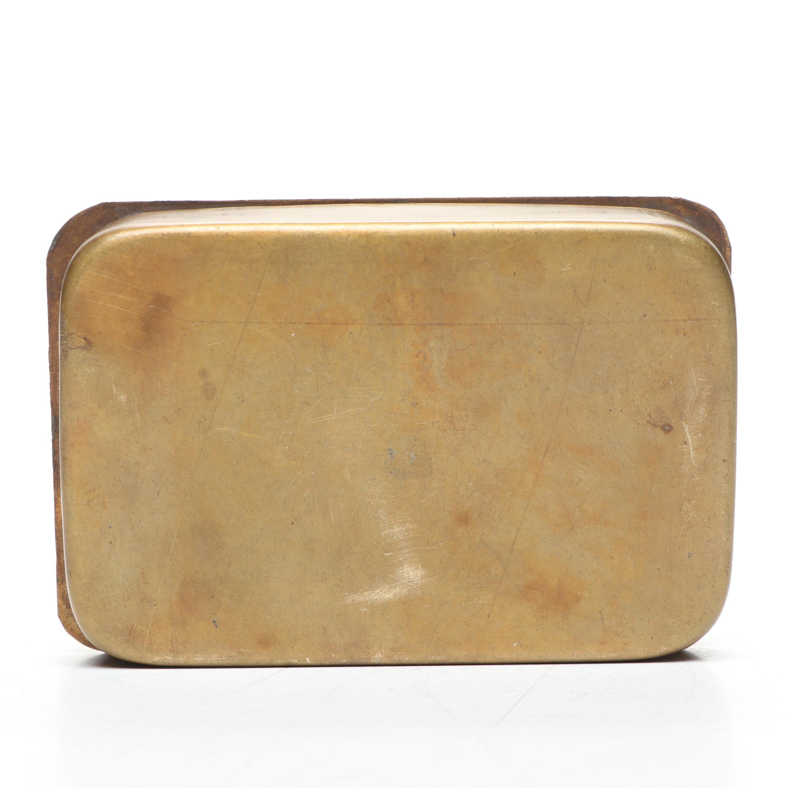 Brass Reproduction of Princess Mary Christmas Tin with Inkwell and Lidded Box