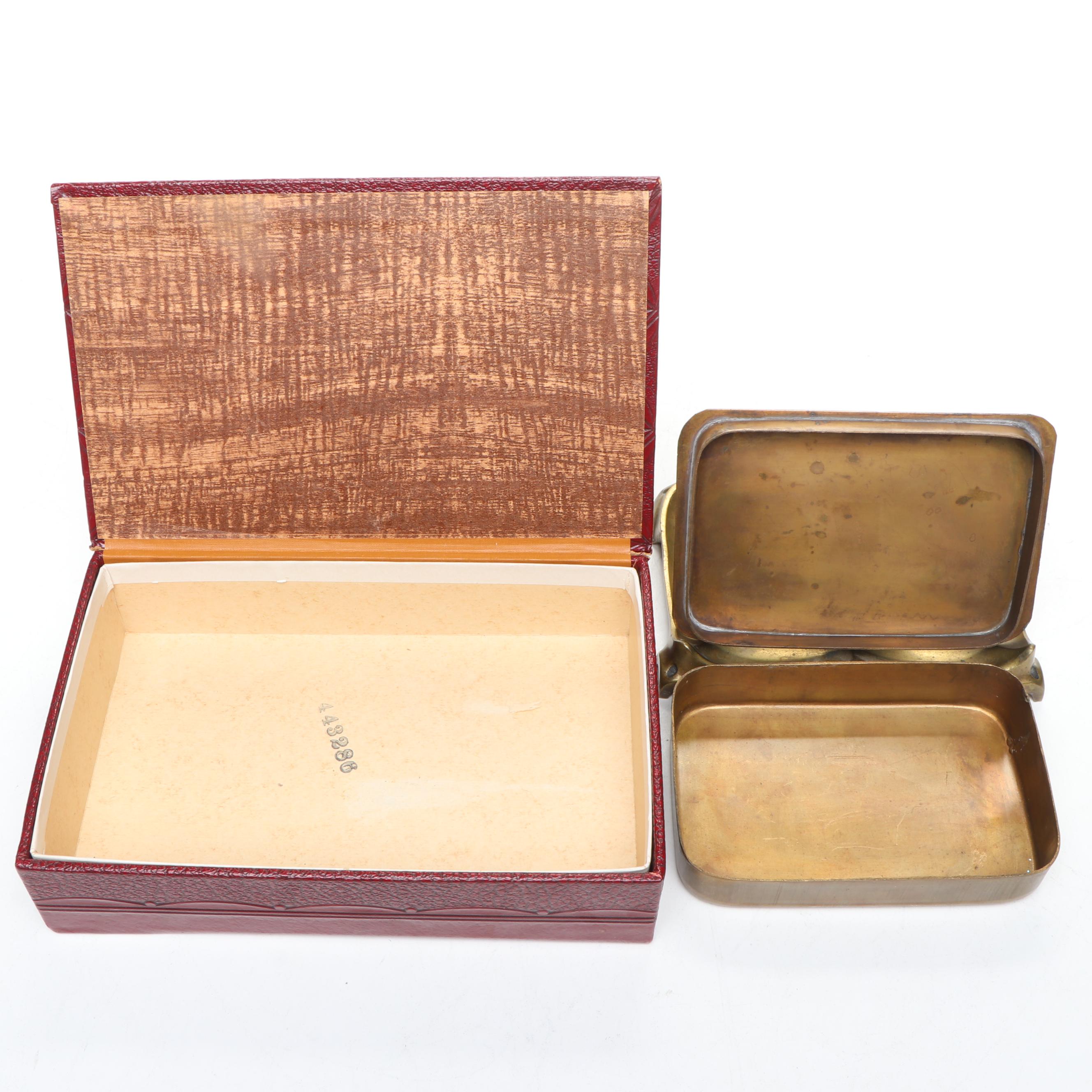 Brass Reproduction of Princess Mary Christmas Tin with Inkwell and Lidded Box