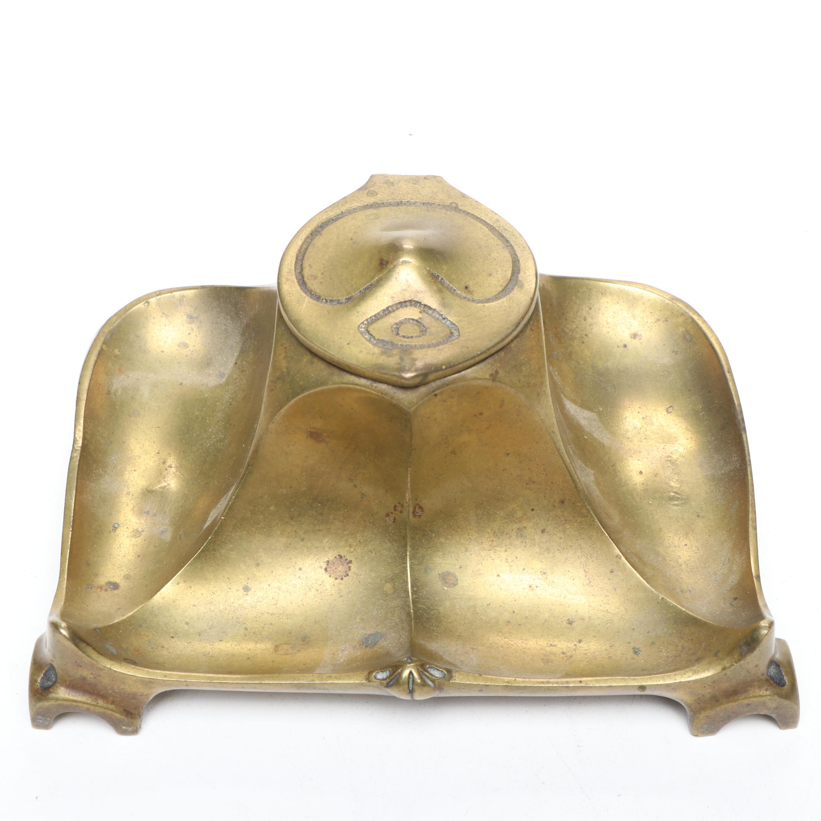 Brass Reproduction of Princess Mary Christmas Tin with Inkwell and Lidded Box