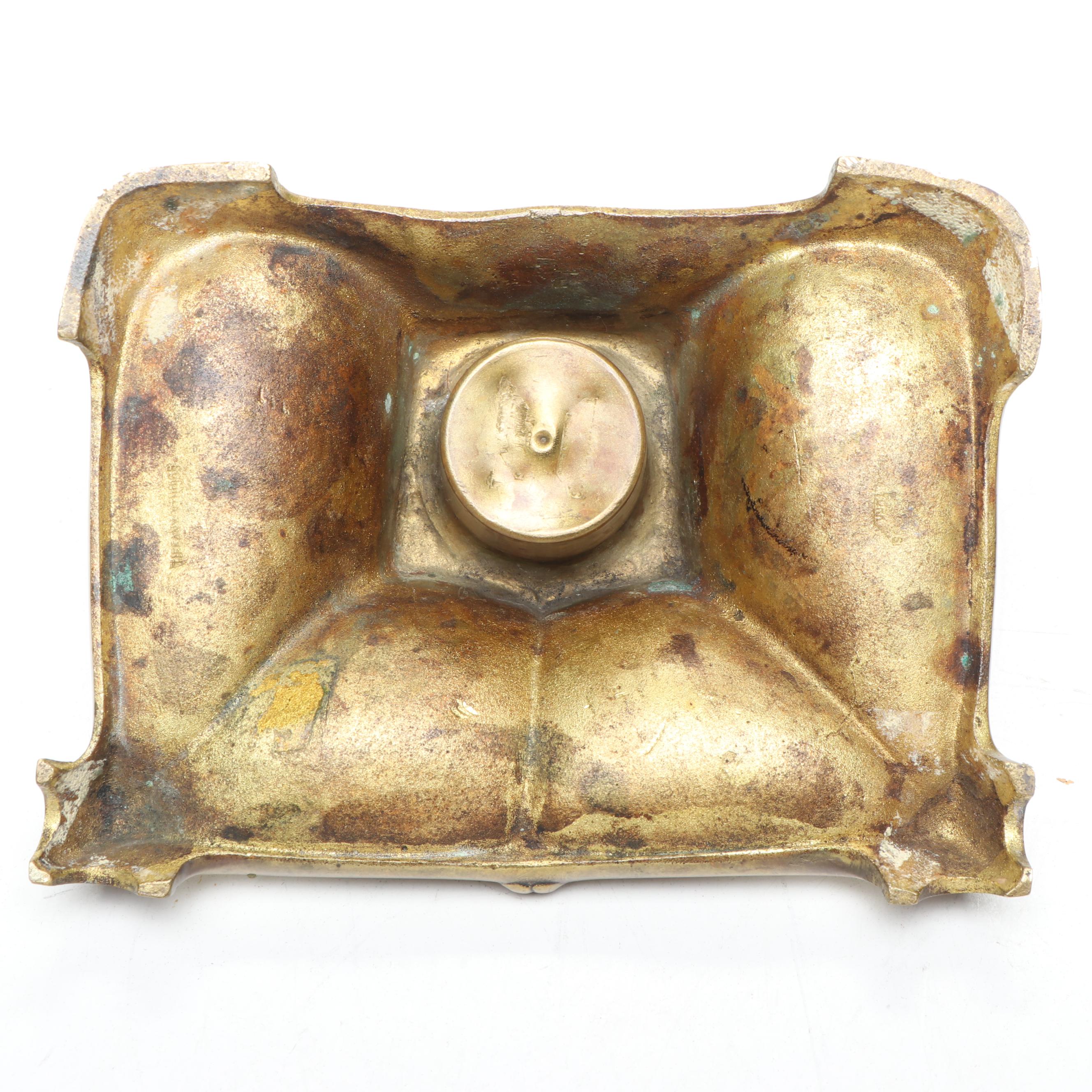 Brass Reproduction of Princess Mary Christmas Tin with Inkwell and Lidded Box