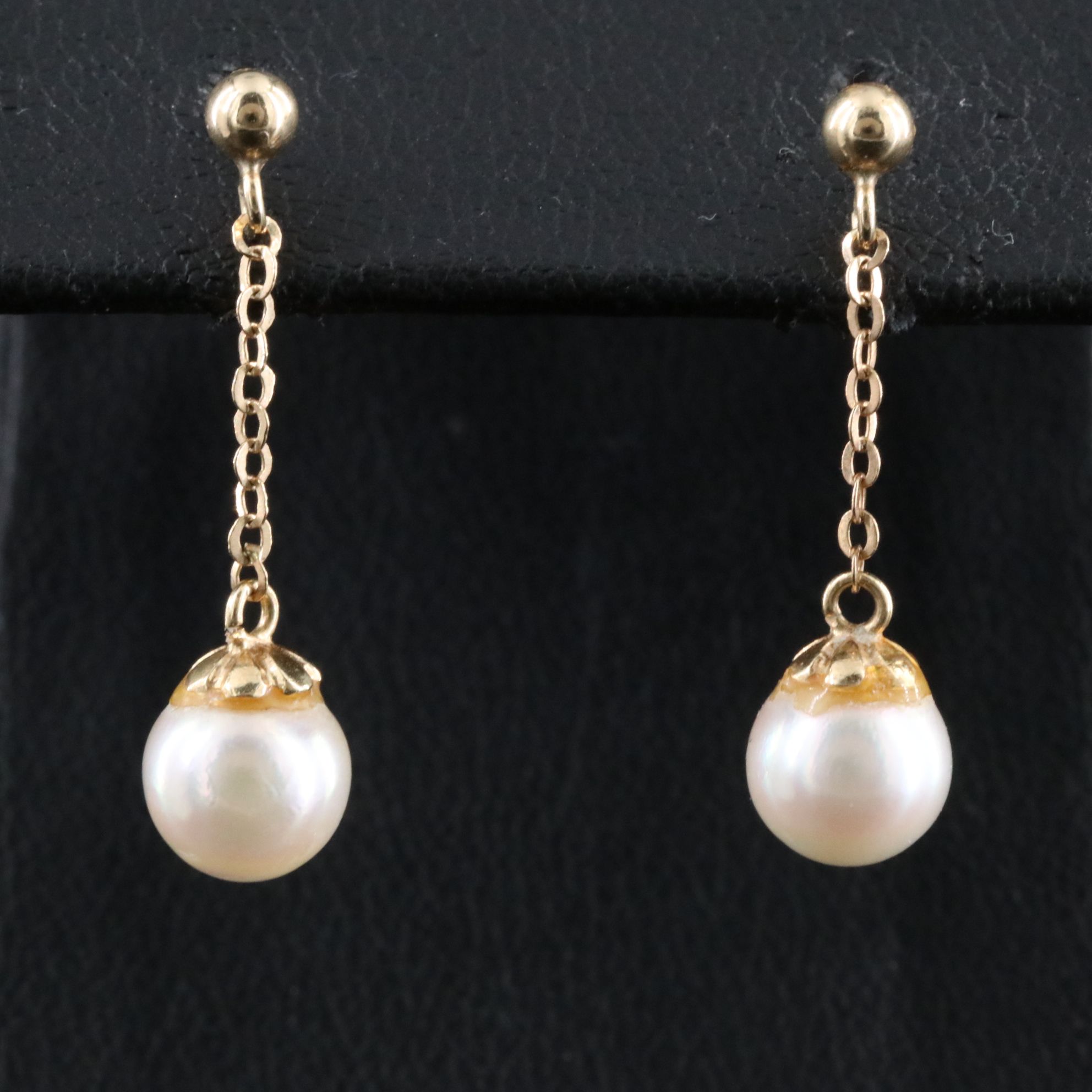14K Pearl Necklace and Drop Earrings