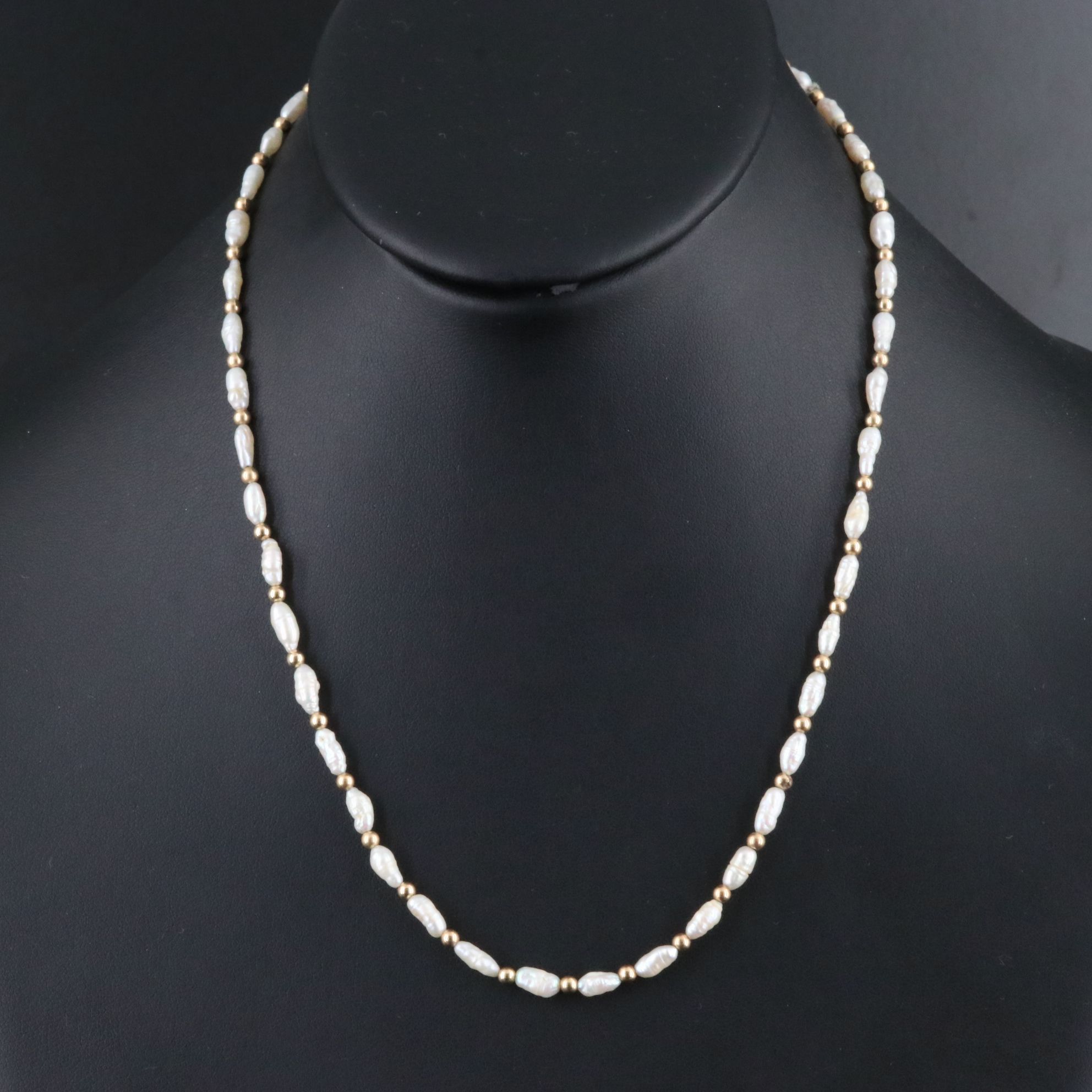 14K Pearl Necklace and Drop Earrings