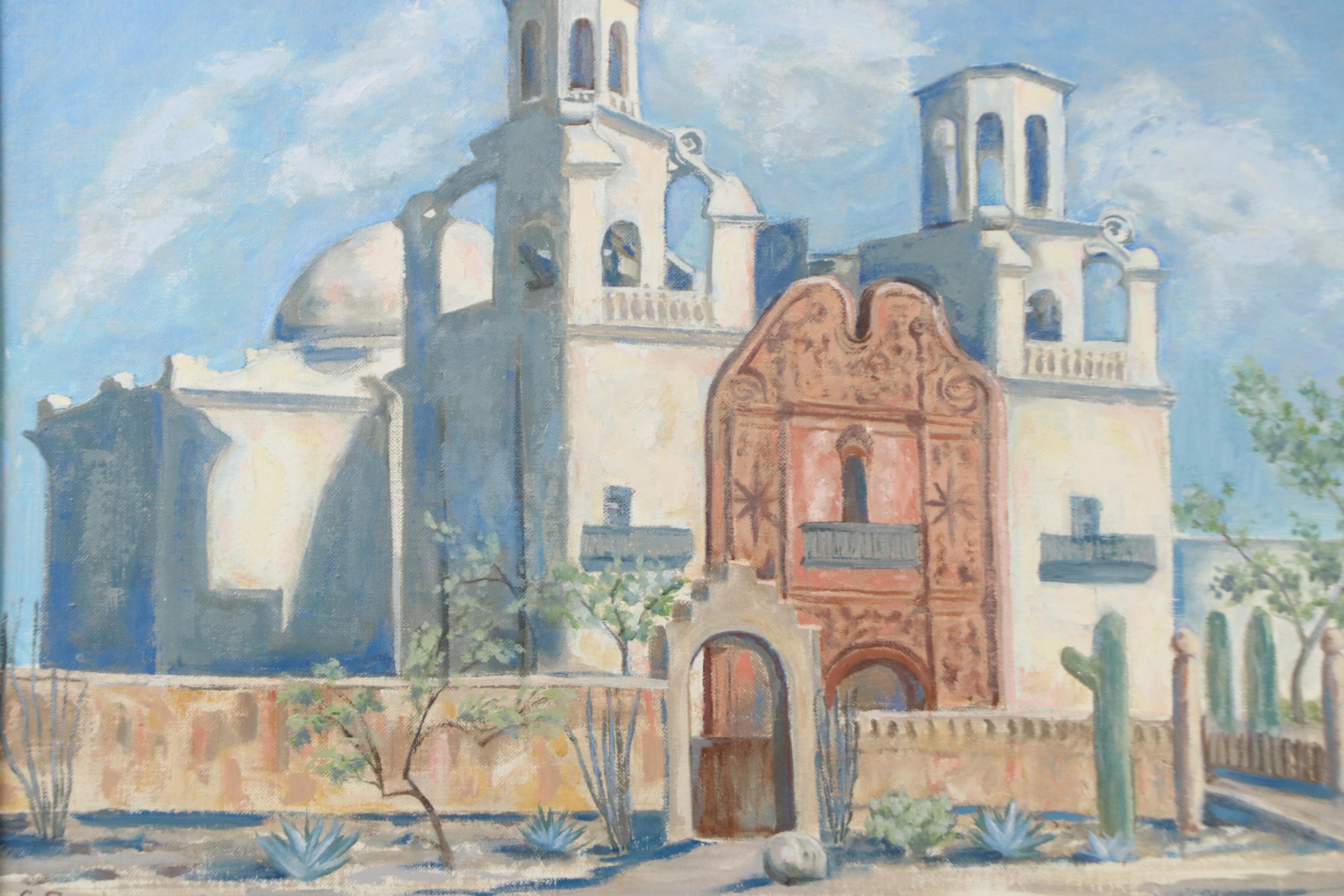 Glenna Sanderson Oil Painting "Old Mission," Mid to Late 20th Century
