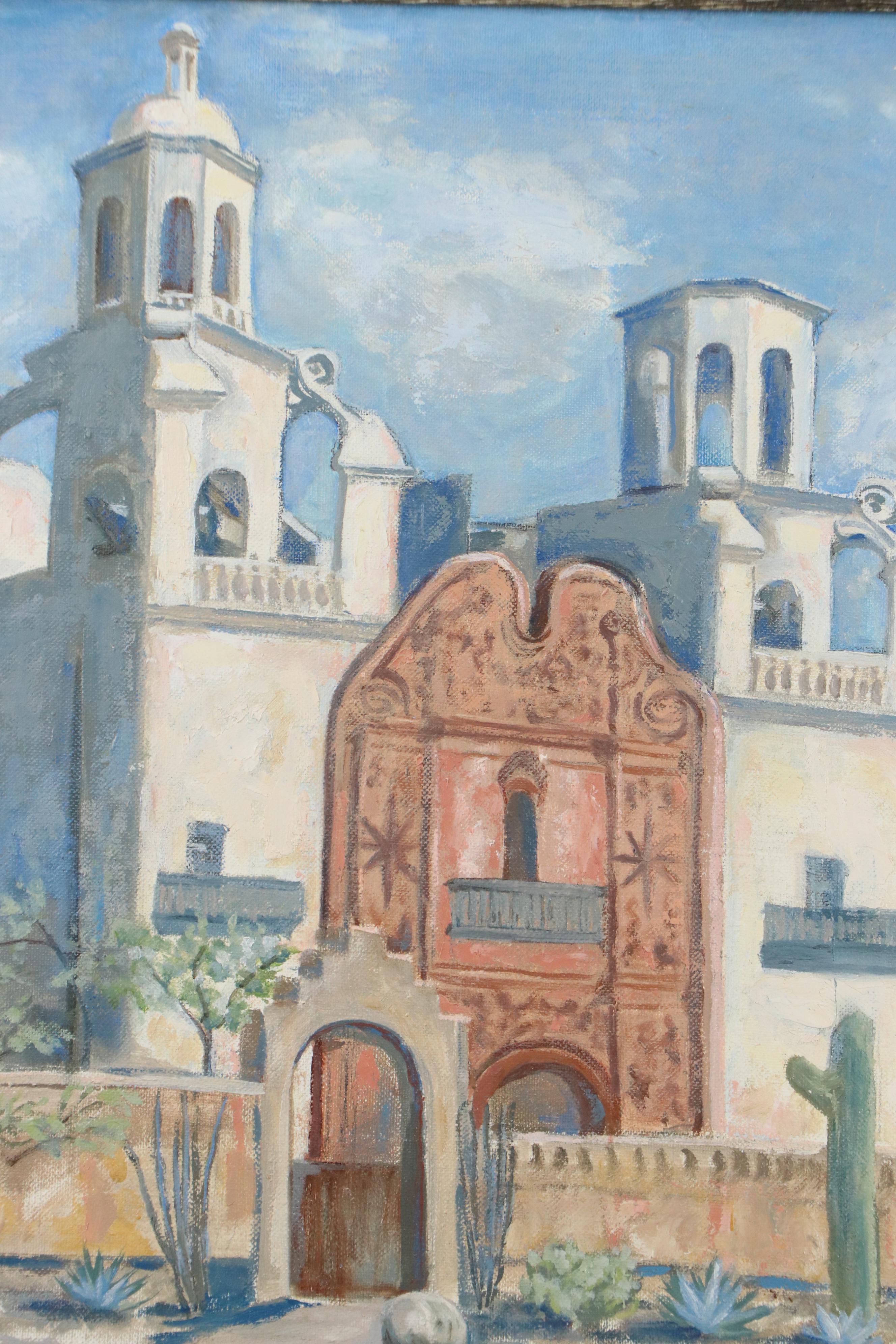 Glenna Sanderson Oil Painting "Old Mission," Mid to Late 20th Century