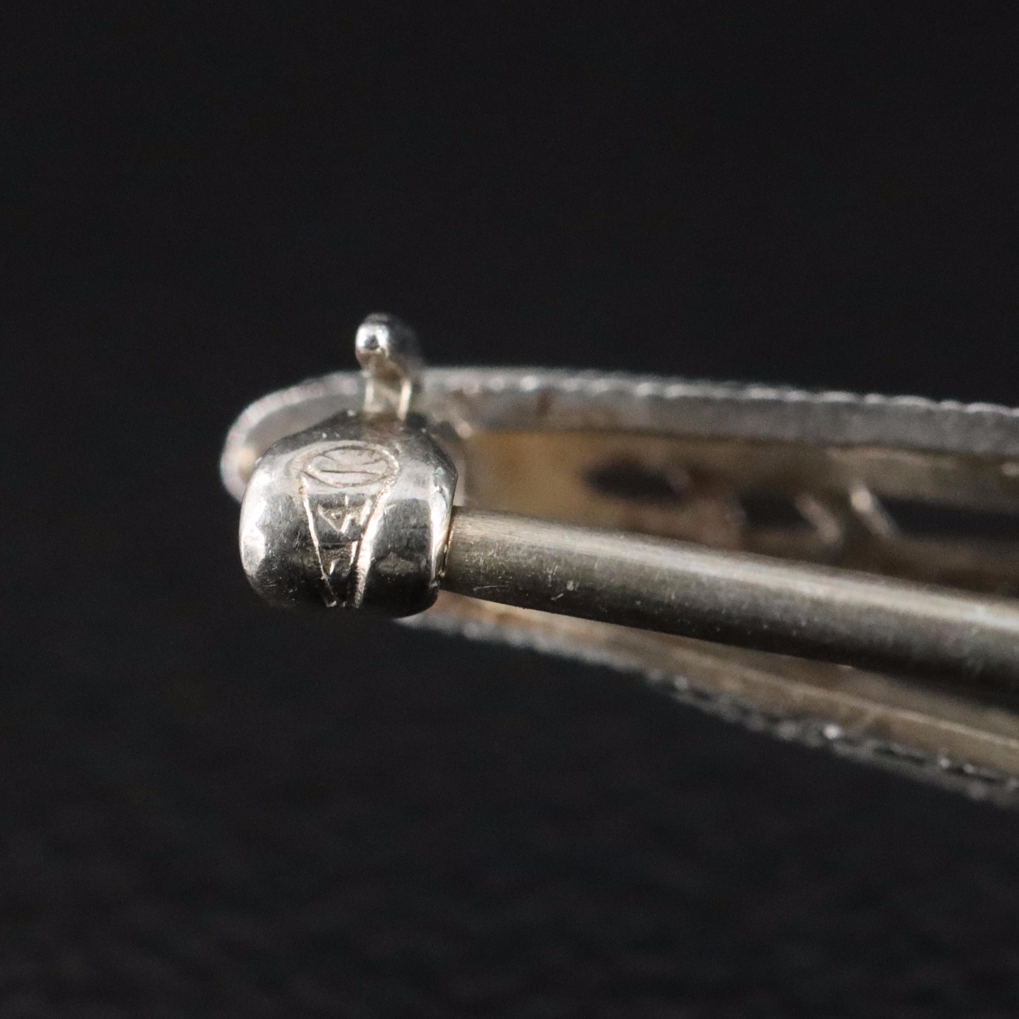 Kohn & Co. 14K 0.32 CTW Diamond Bar Brooch w/ Platinum Front Accent, Art Deco