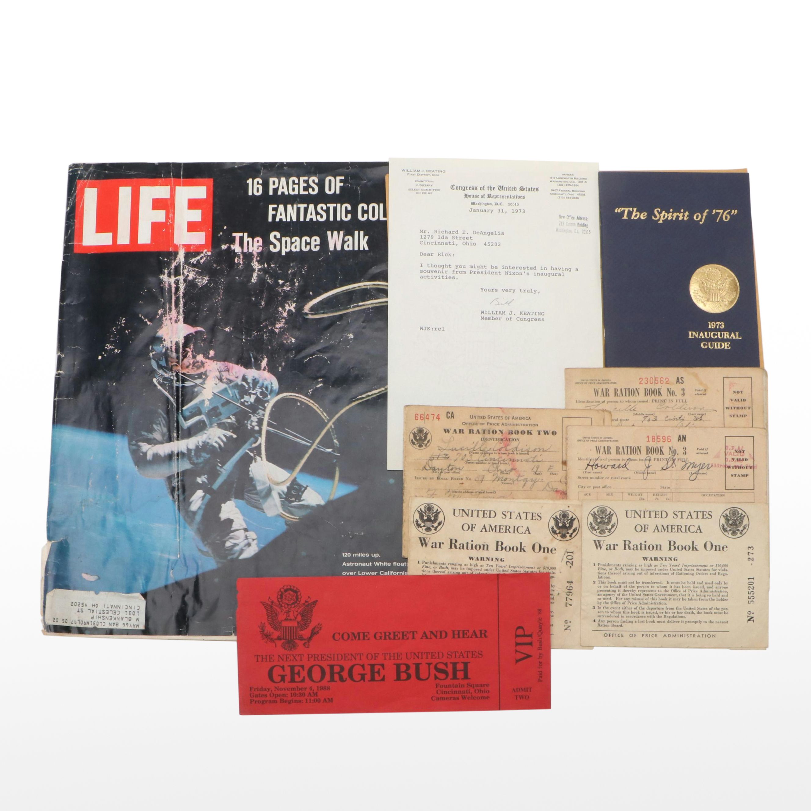 World War II Era War Ration Books with "LIFE" Magazine and More