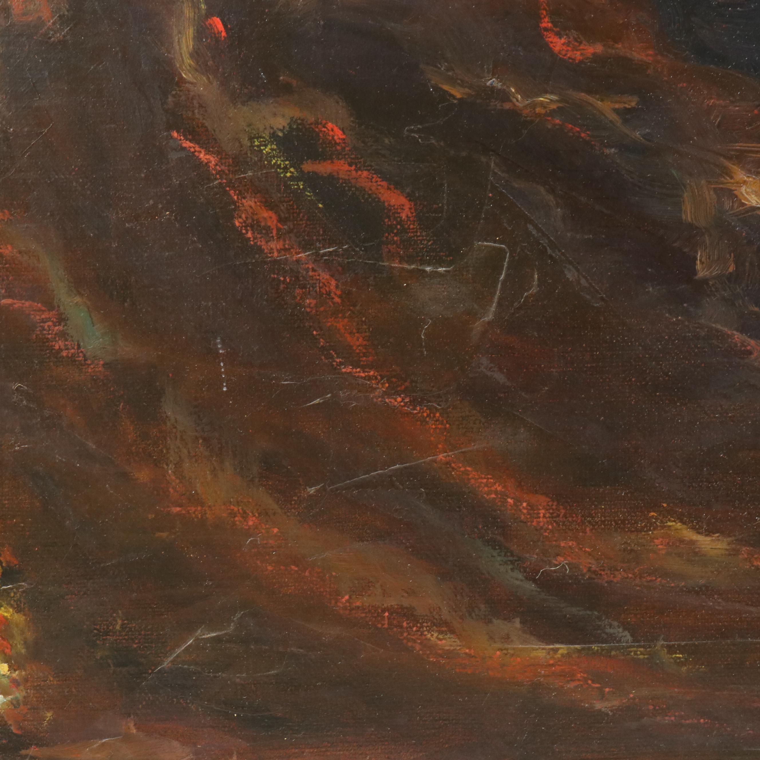 Marilyn Rose Silver Oil Painting of Young Woman Reading Underneath Tree, 1983