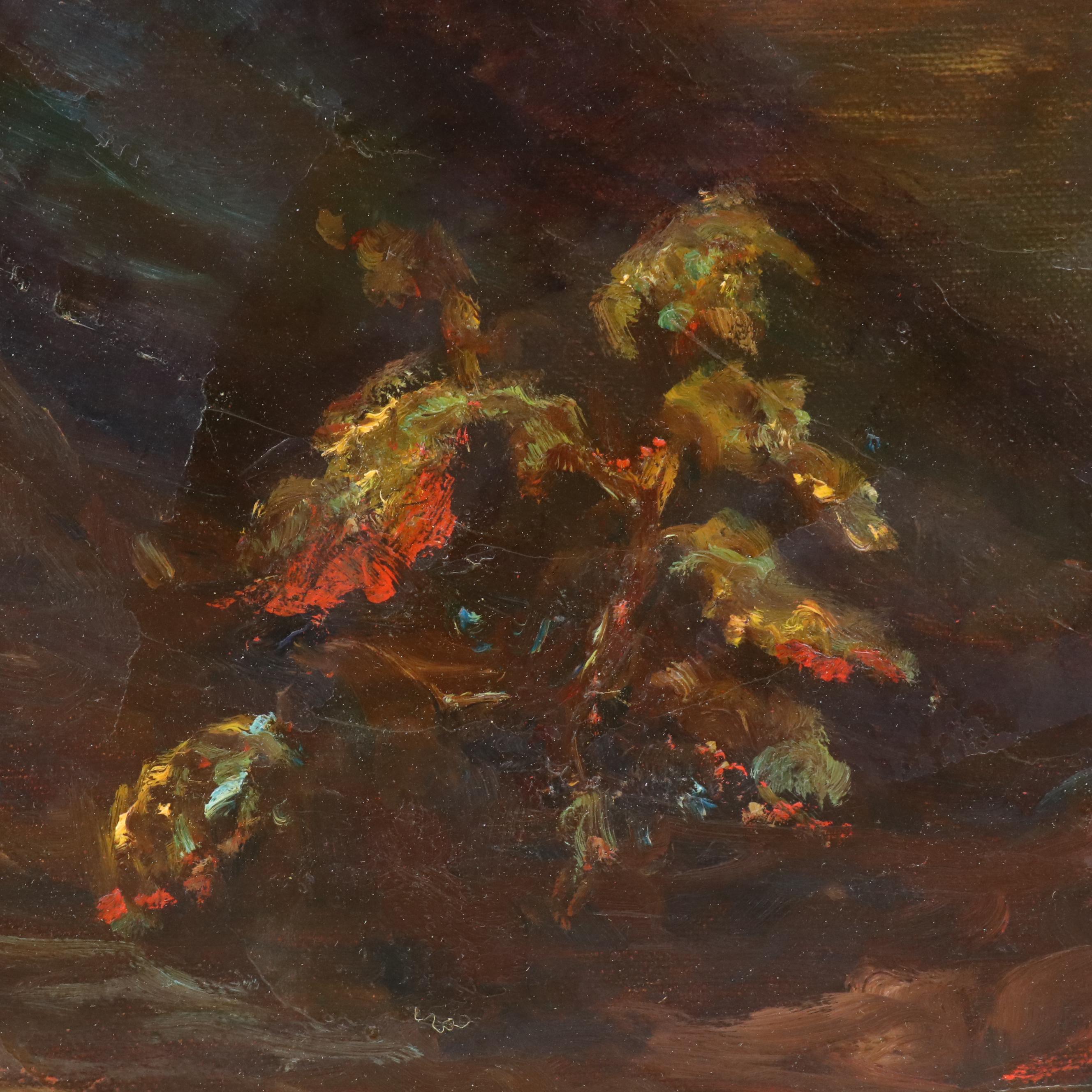 Marilyn Rose Silver Oil Painting of Young Woman Reading Underneath Tree, 1983