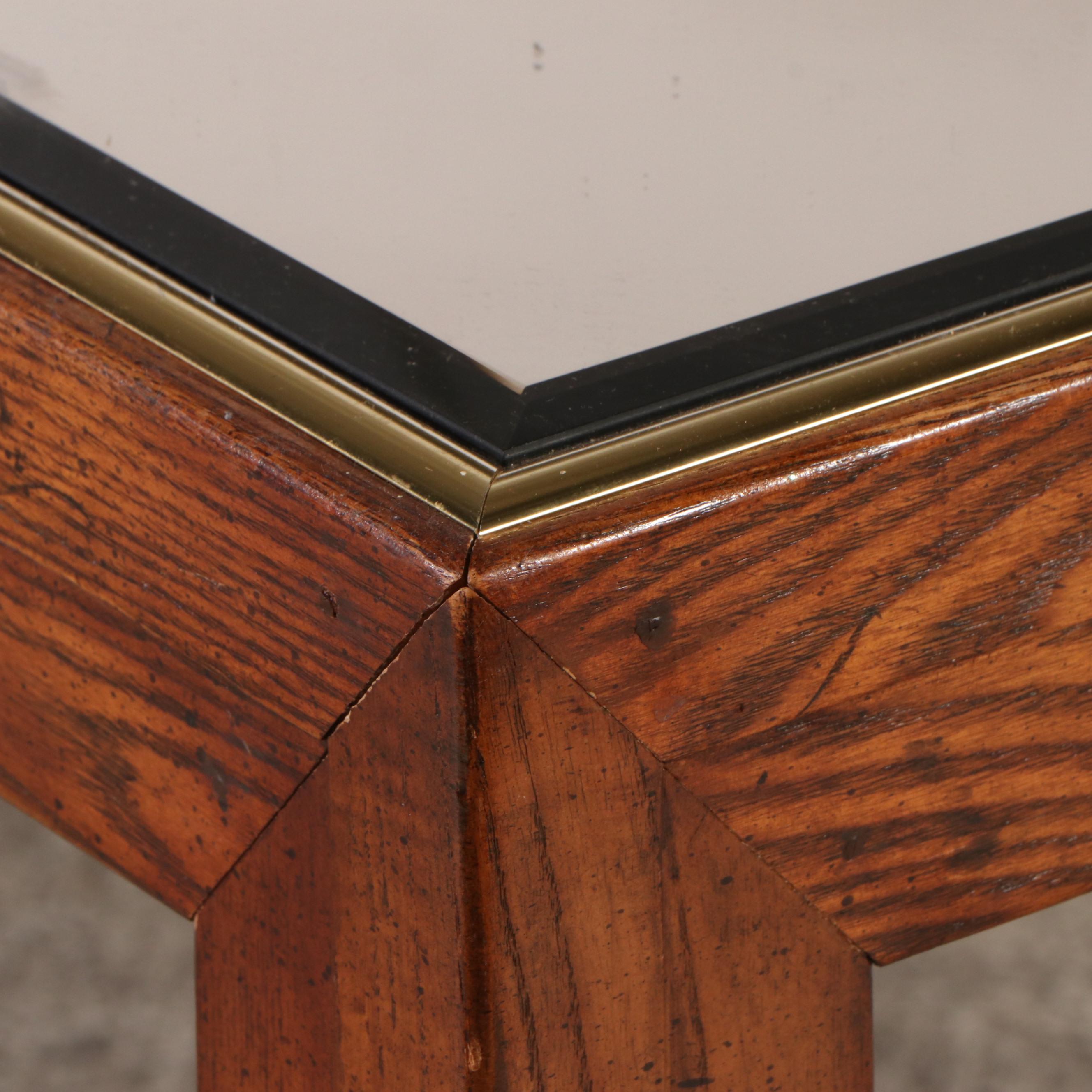 Set of Eight Henredon Mid Century Style Oak Dining Chairs with Dining Table