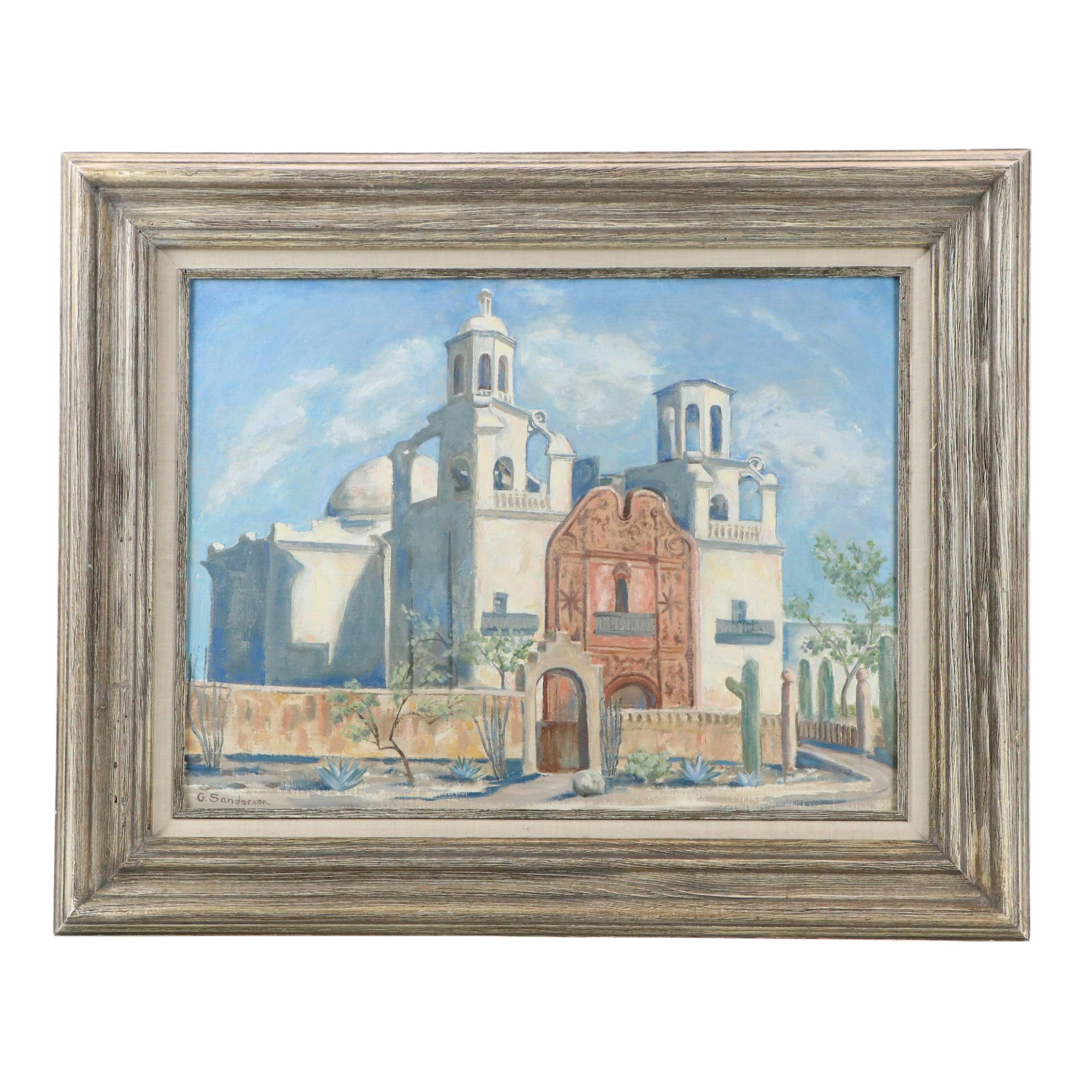 Glenna Sanderson Oil Painting "Old Mission," Mid to Late 20th Century