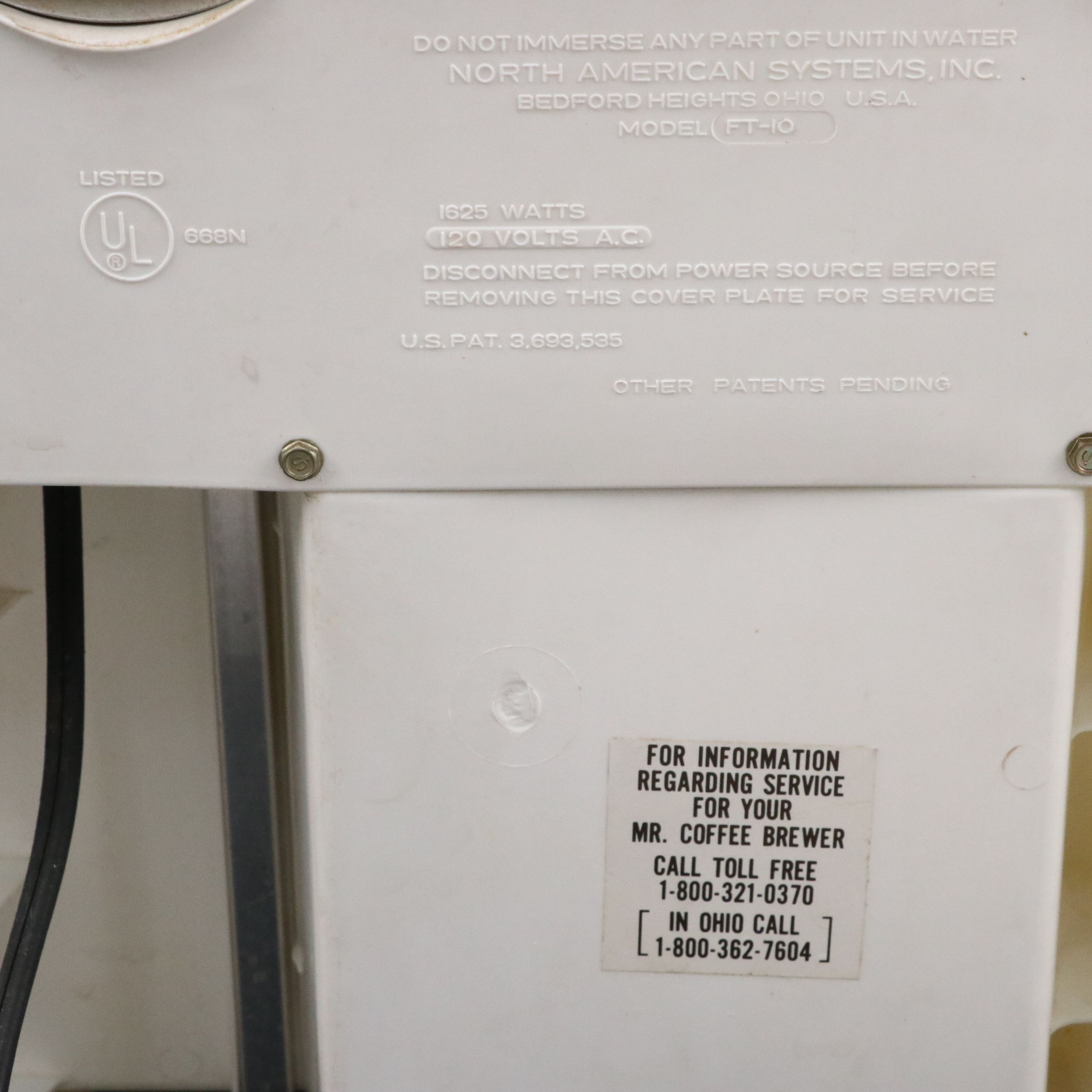 Mr. Coffee FT-10 Automatic Coffee Maker, circa 1970s