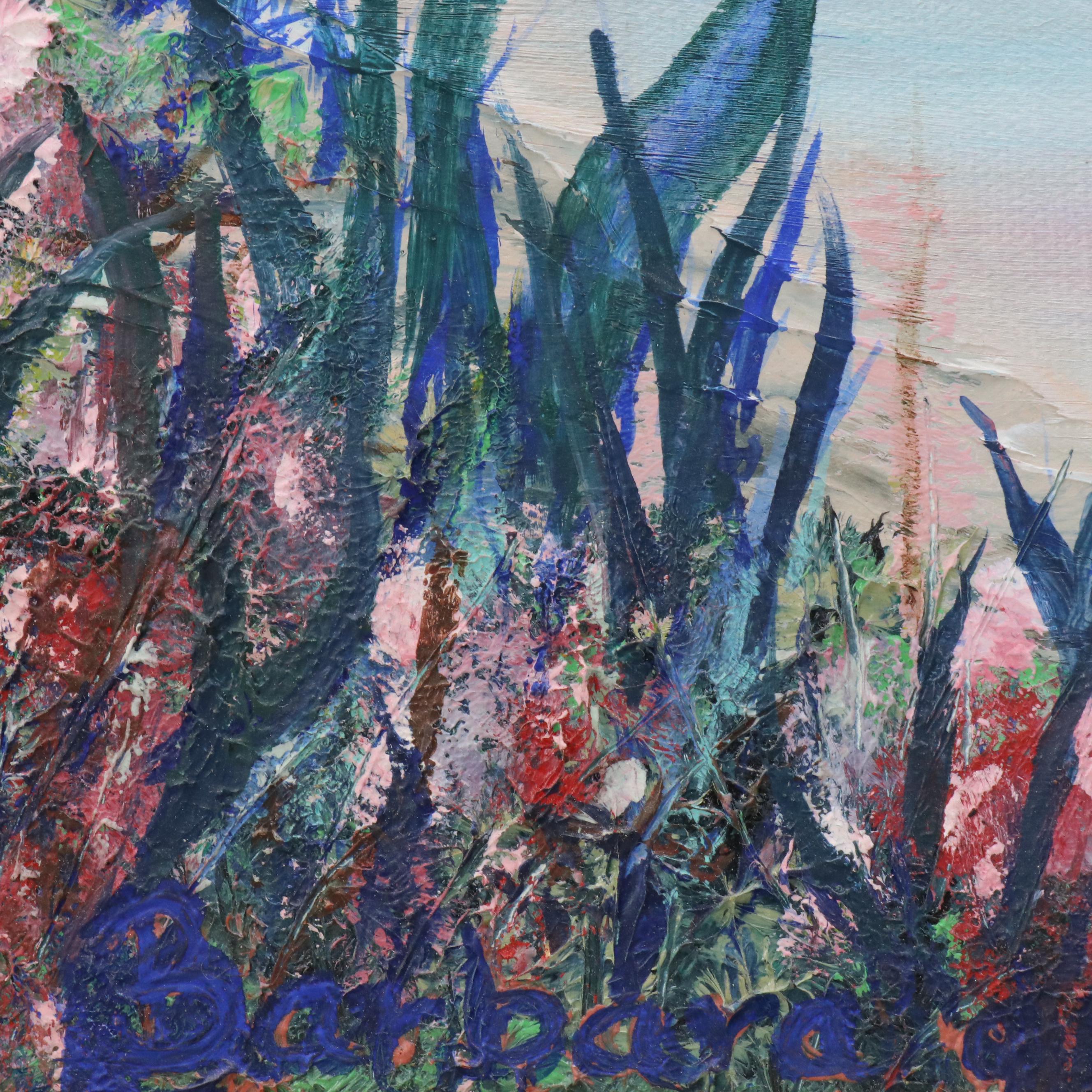 Mountainous Lake Landscape Acrylic Painting "Reflection of Spring," 21st Century