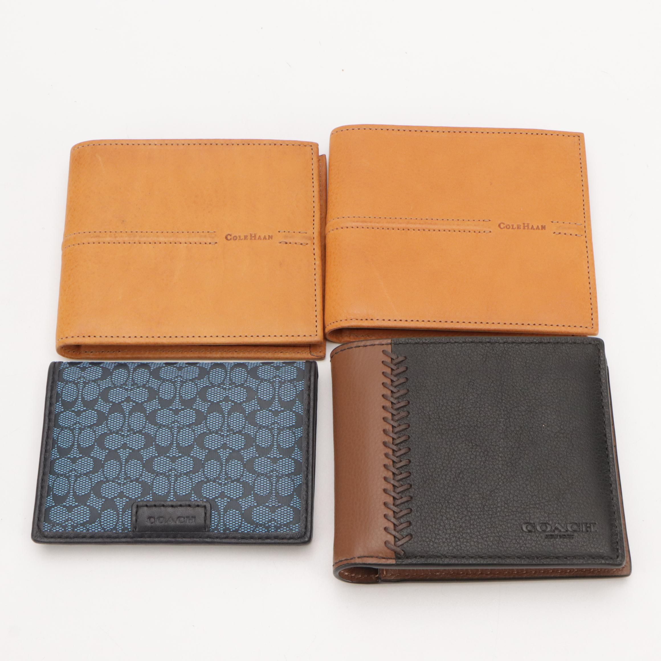 Coach and Cole Haan Leather Bifold Wallets with Coach Coated Canvas Card Case