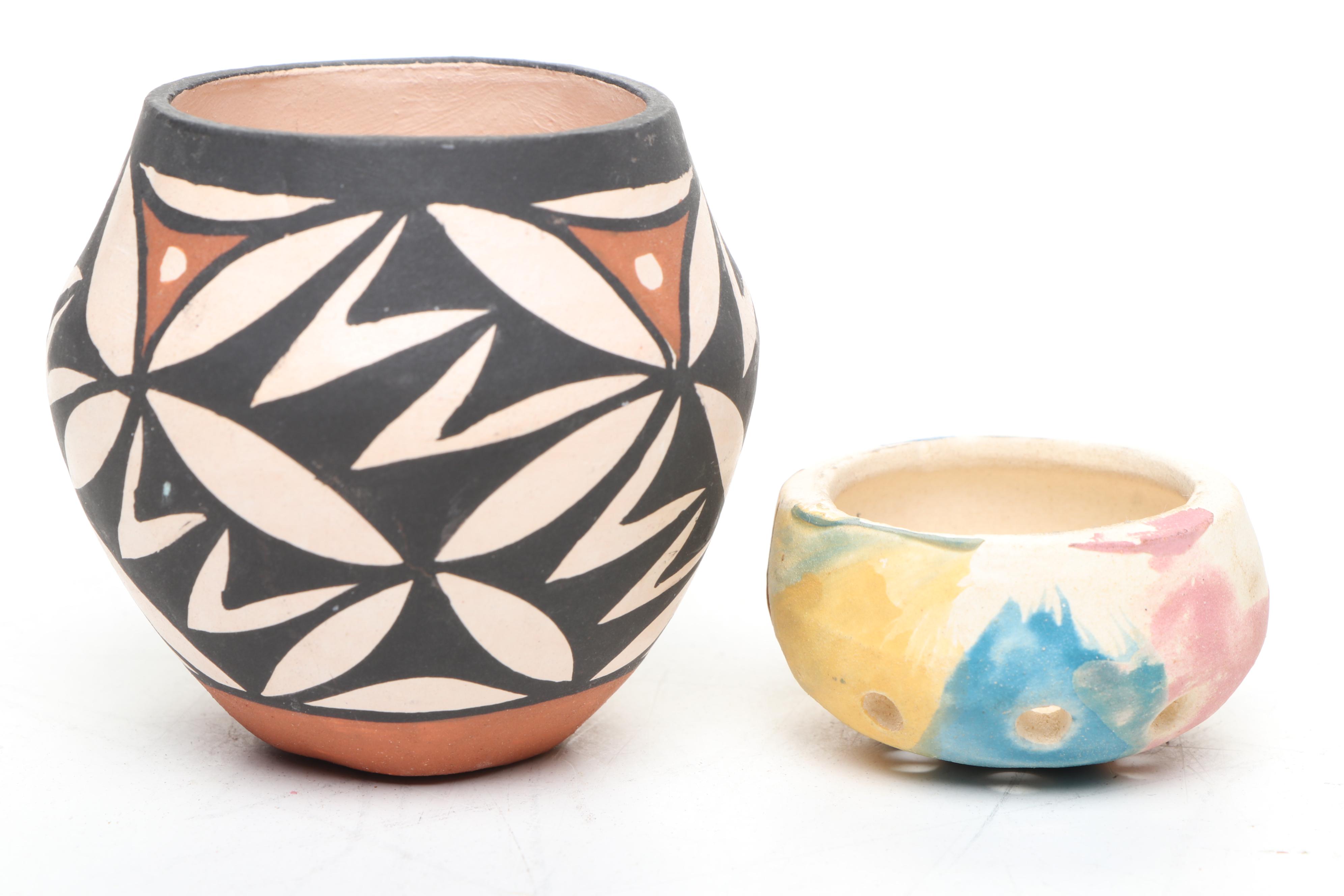 Vivian Seymour Acoma Pueblo and Other Hand-Painted Ceramic Pots