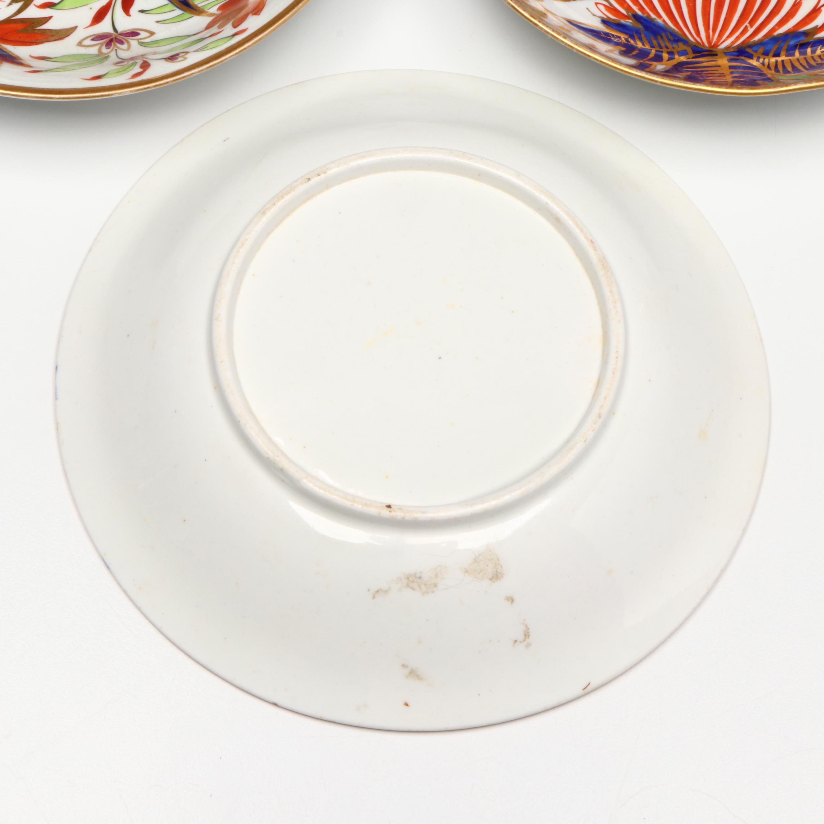 Coalport Imariware Lidded Vessel with Georgian Cups and Saucers, Sugar Bowl