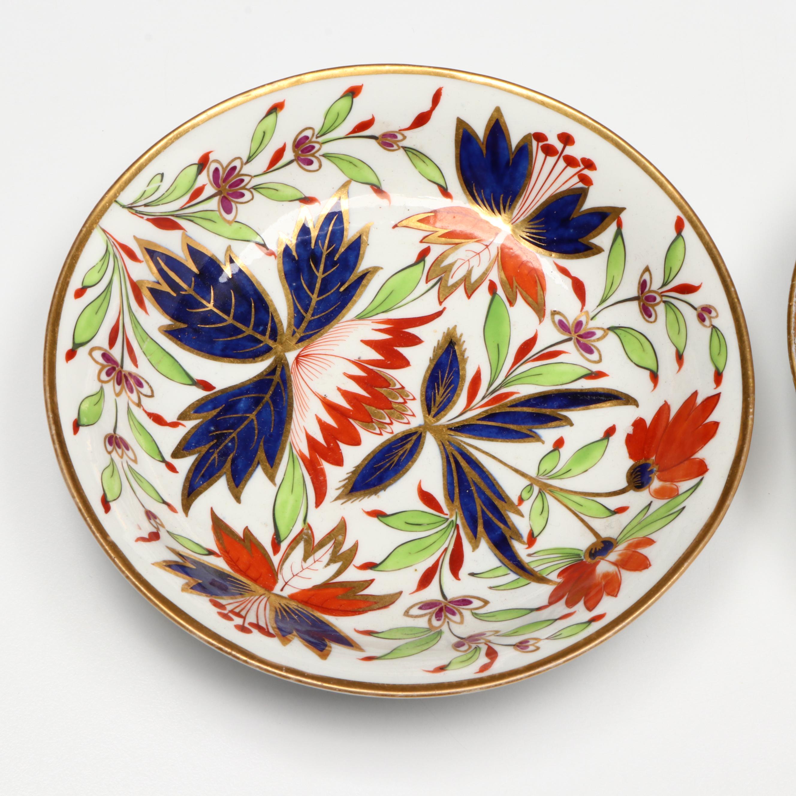 Coalport Imariware Lidded Vessel with Georgian Cups and Saucers, Sugar Bowl