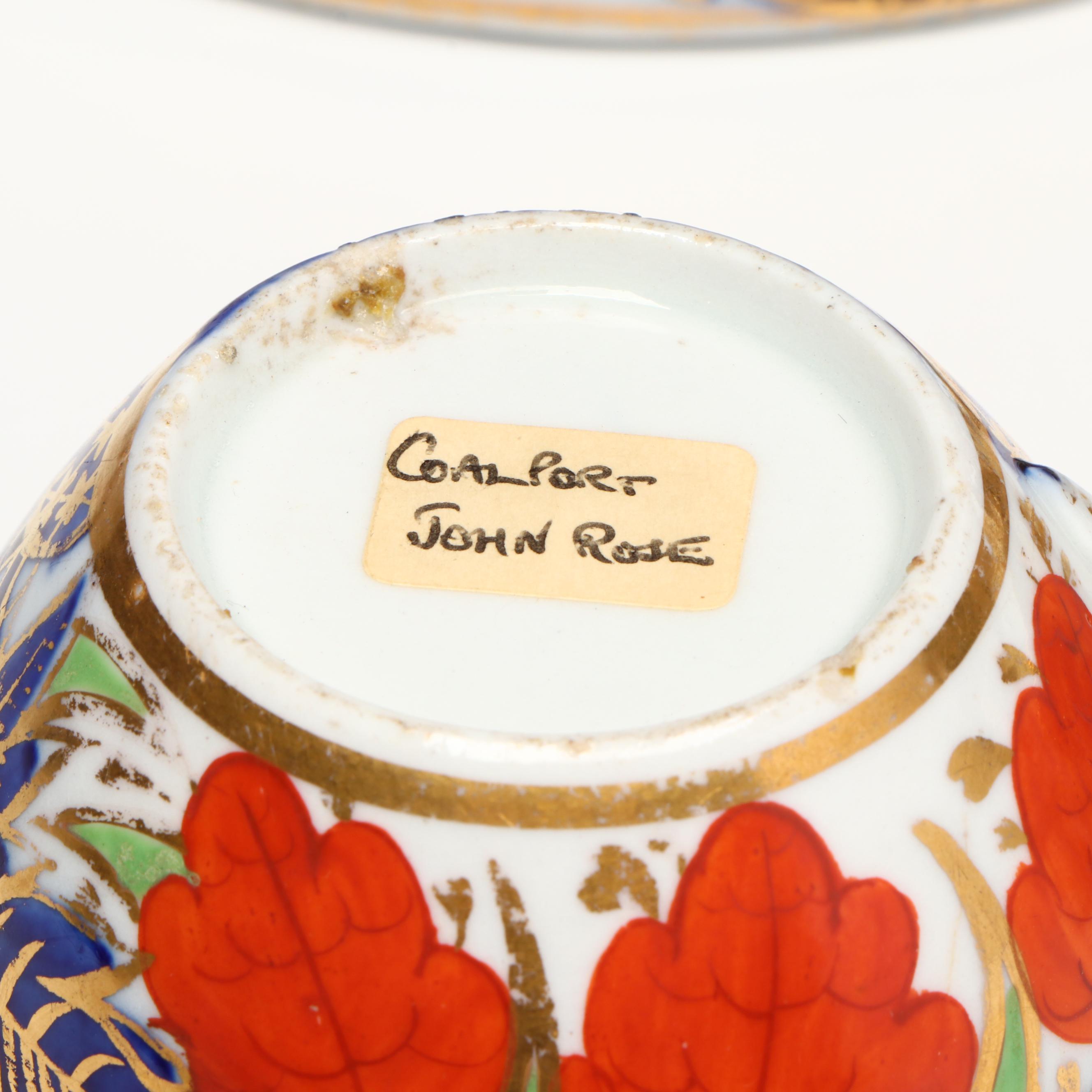 Coalport Imariware Lidded Vessel with Georgian Cups and Saucers, Sugar Bowl