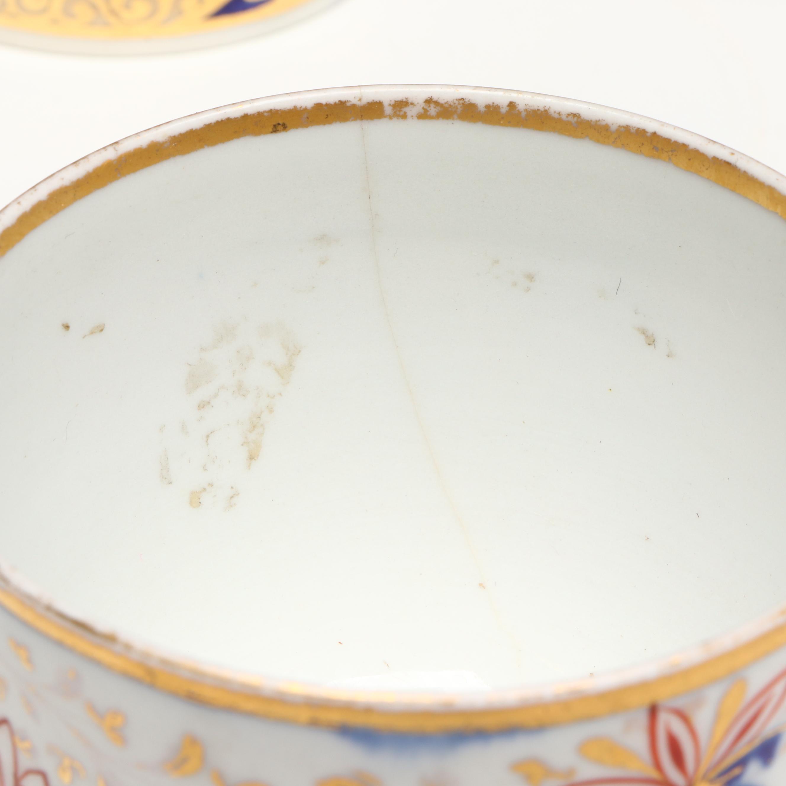 Coalport Imariware Lidded Vessel with Georgian Cups and Saucers, Sugar Bowl